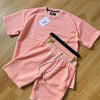 Carly Waffle Knit Boxy Fit Cotton Two Piece Set - (Tshirt & Short)