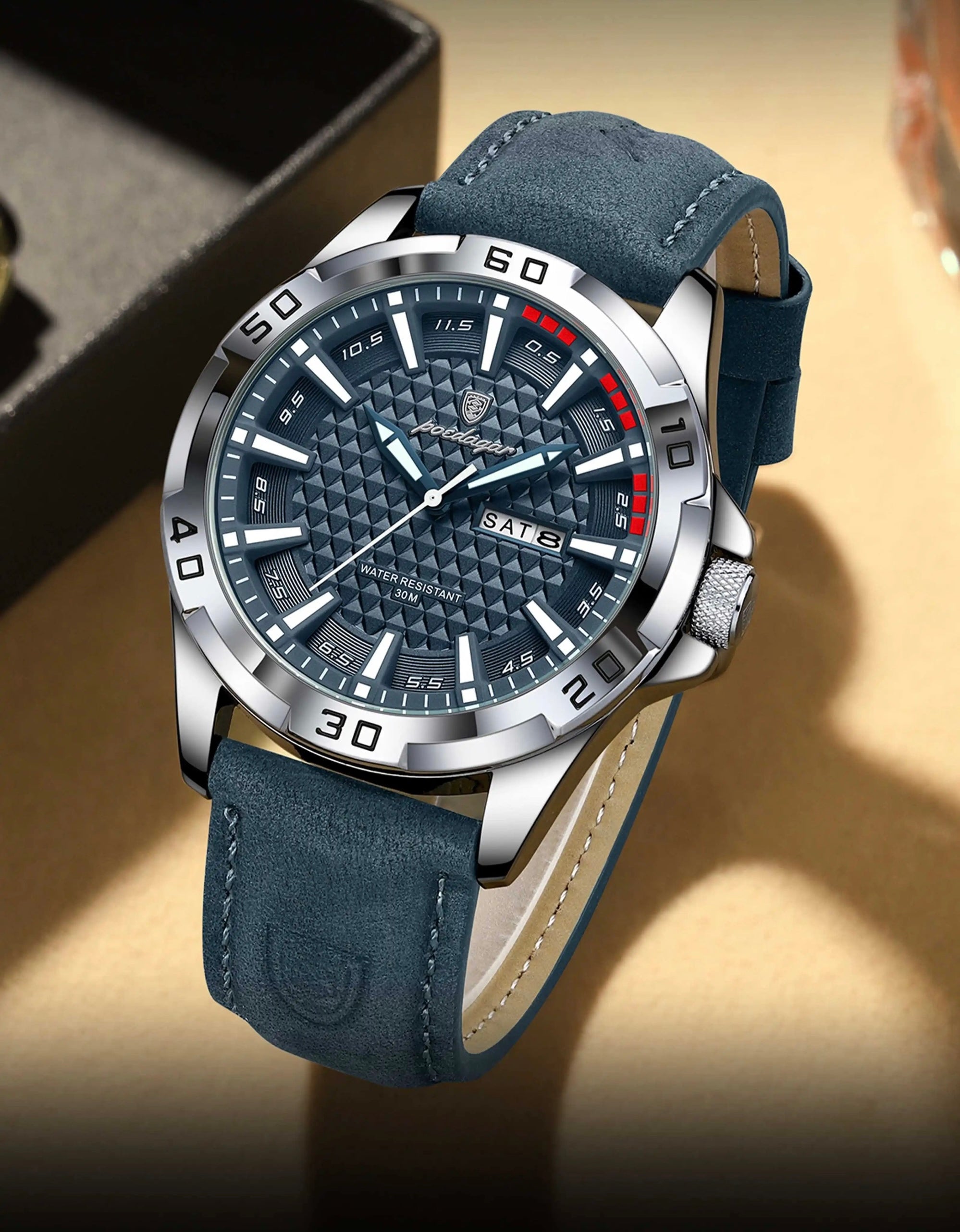 Andrea Leather Strap Wristwatch - Blue