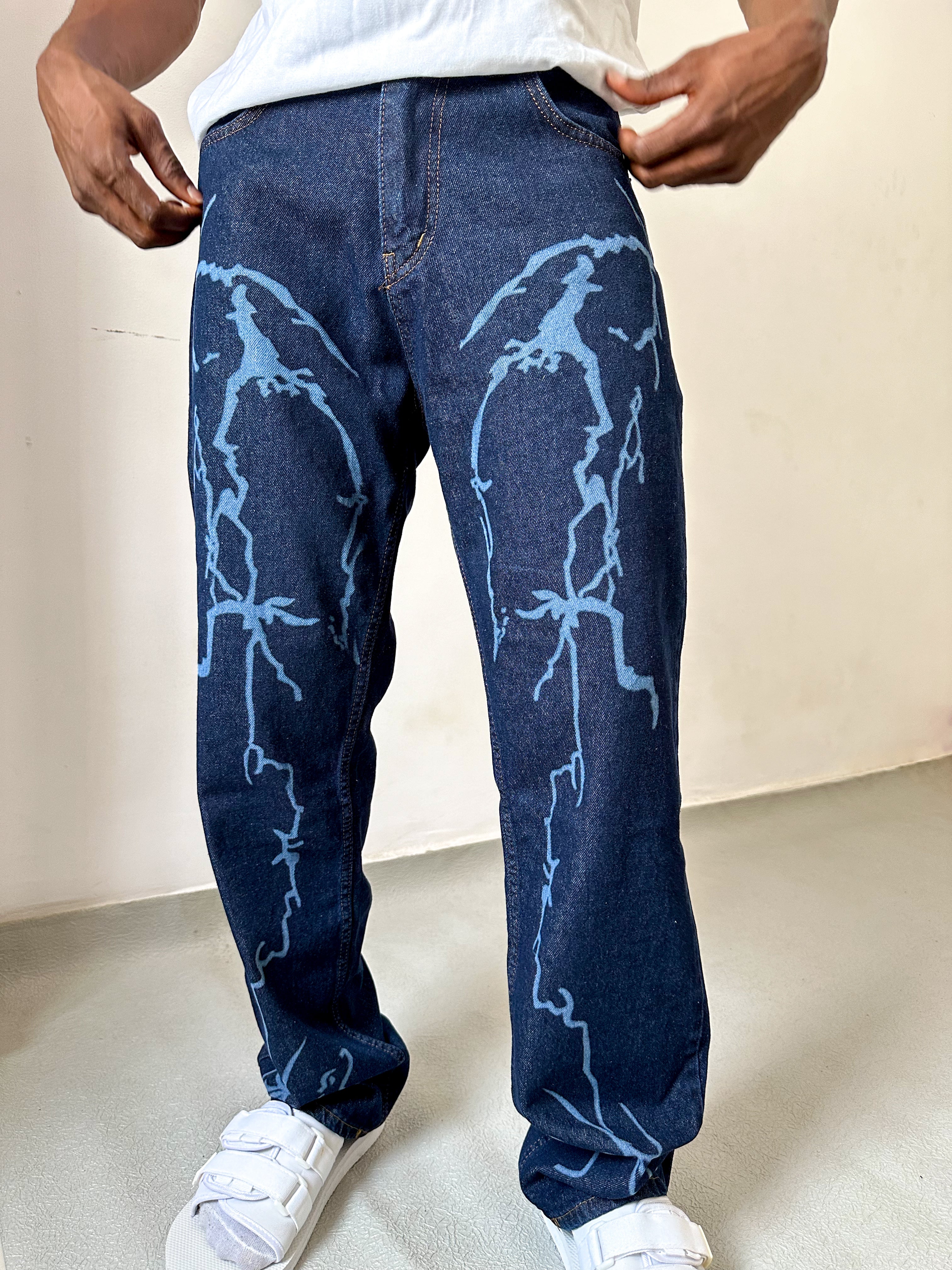 Cedric Lightning Relaxed Baggy Jeans-3