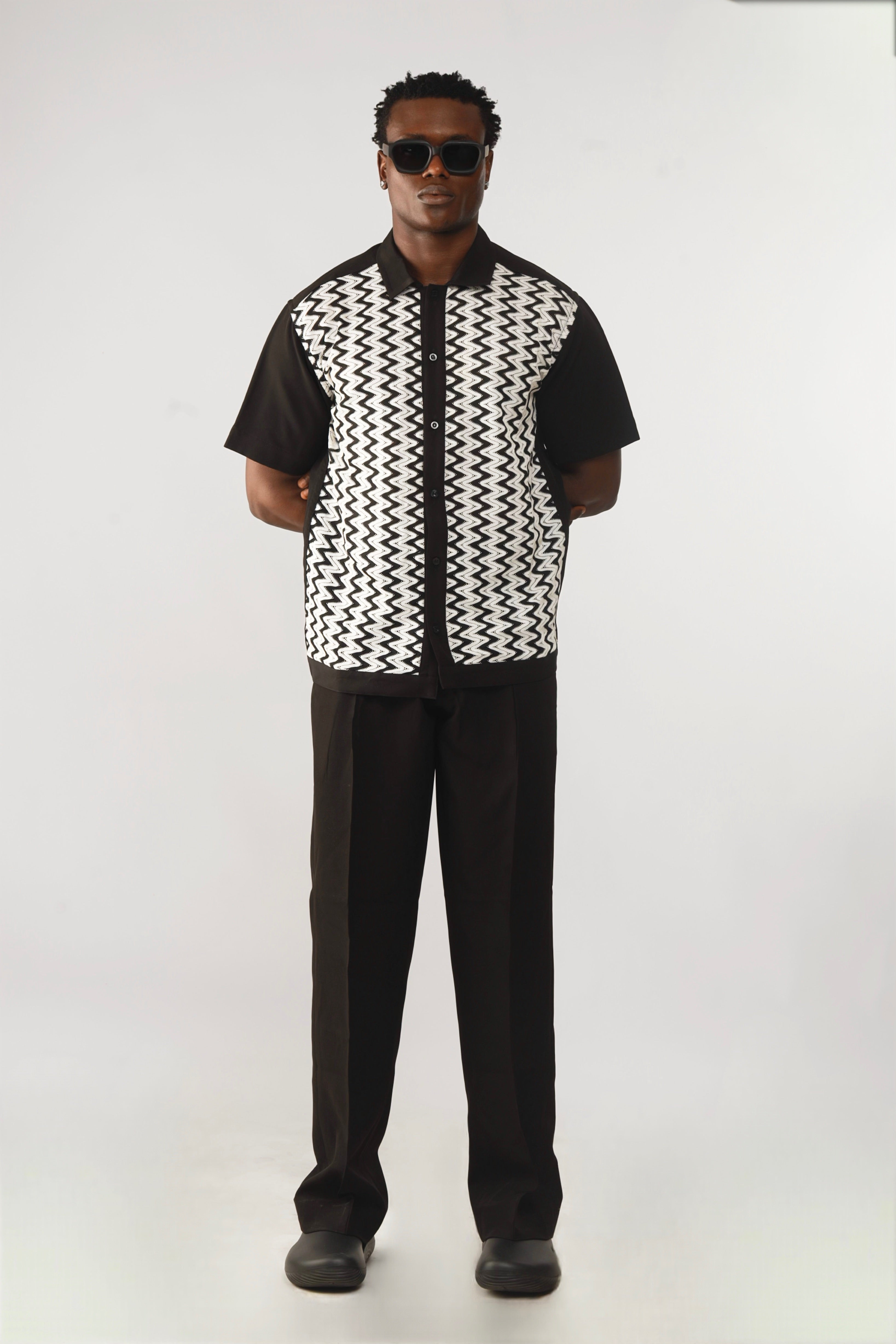 Cleo Pintuck Forward Pleats Baggy Trouser - Black