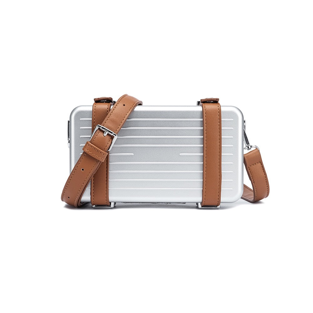 Alexa Crossbody Bag - Silver/Brown
