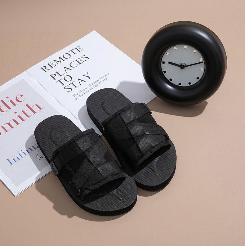 Arthur Unisex Velcro Slides - Black