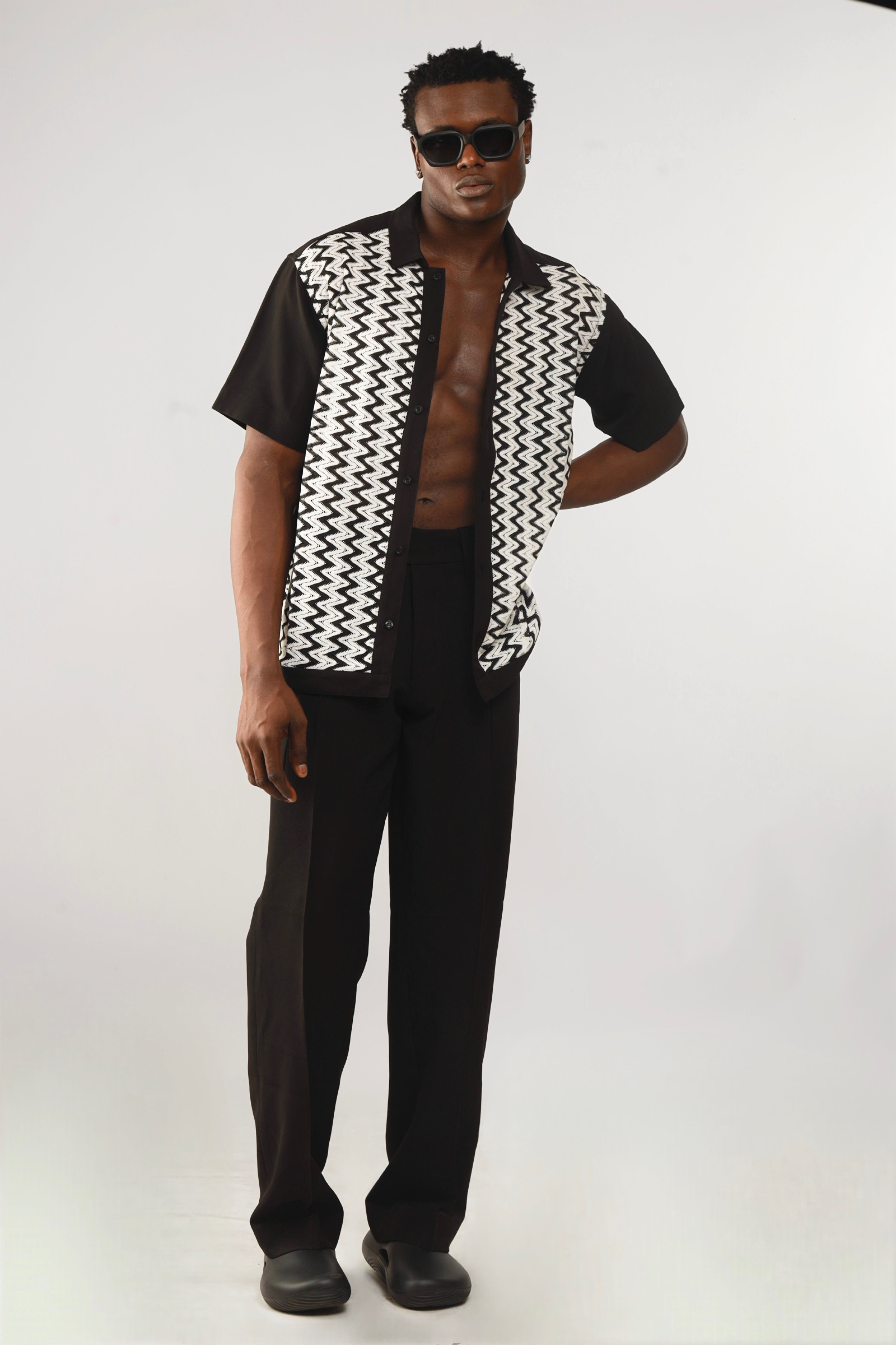 Cleo Pintuck Forward Pleats Baggy Trouser - Black