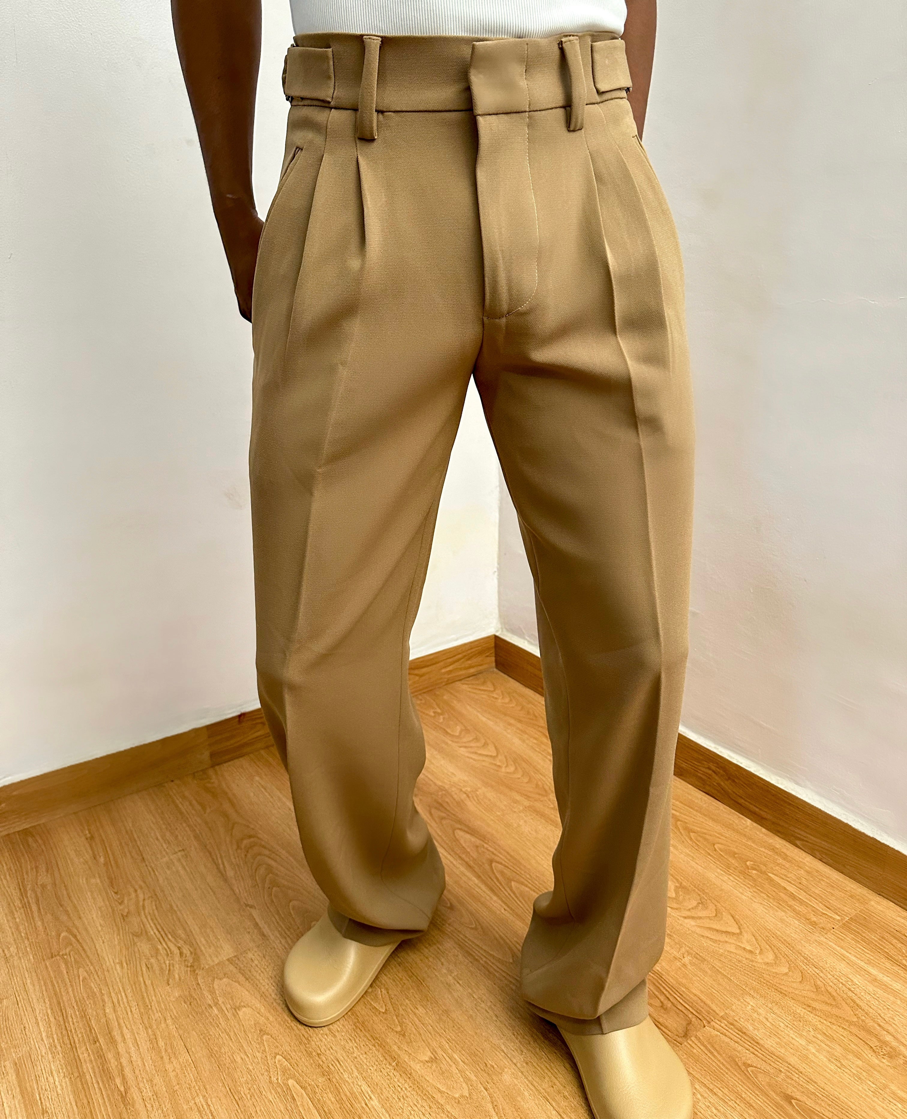 Celia Oxford Pleats Baggy Trouser - Hazelnut-1