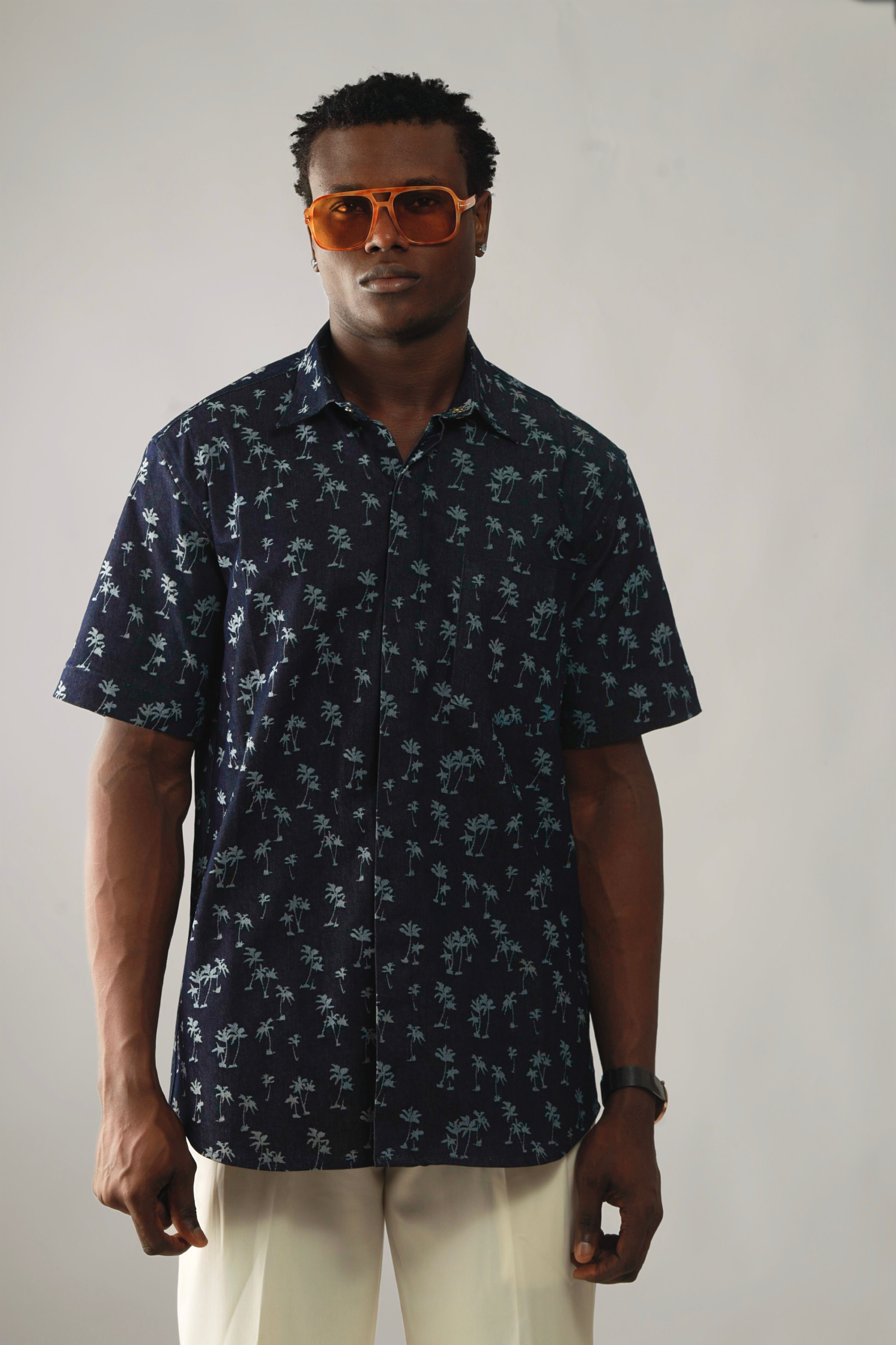 Carla Tropical Print Denim Overshirt