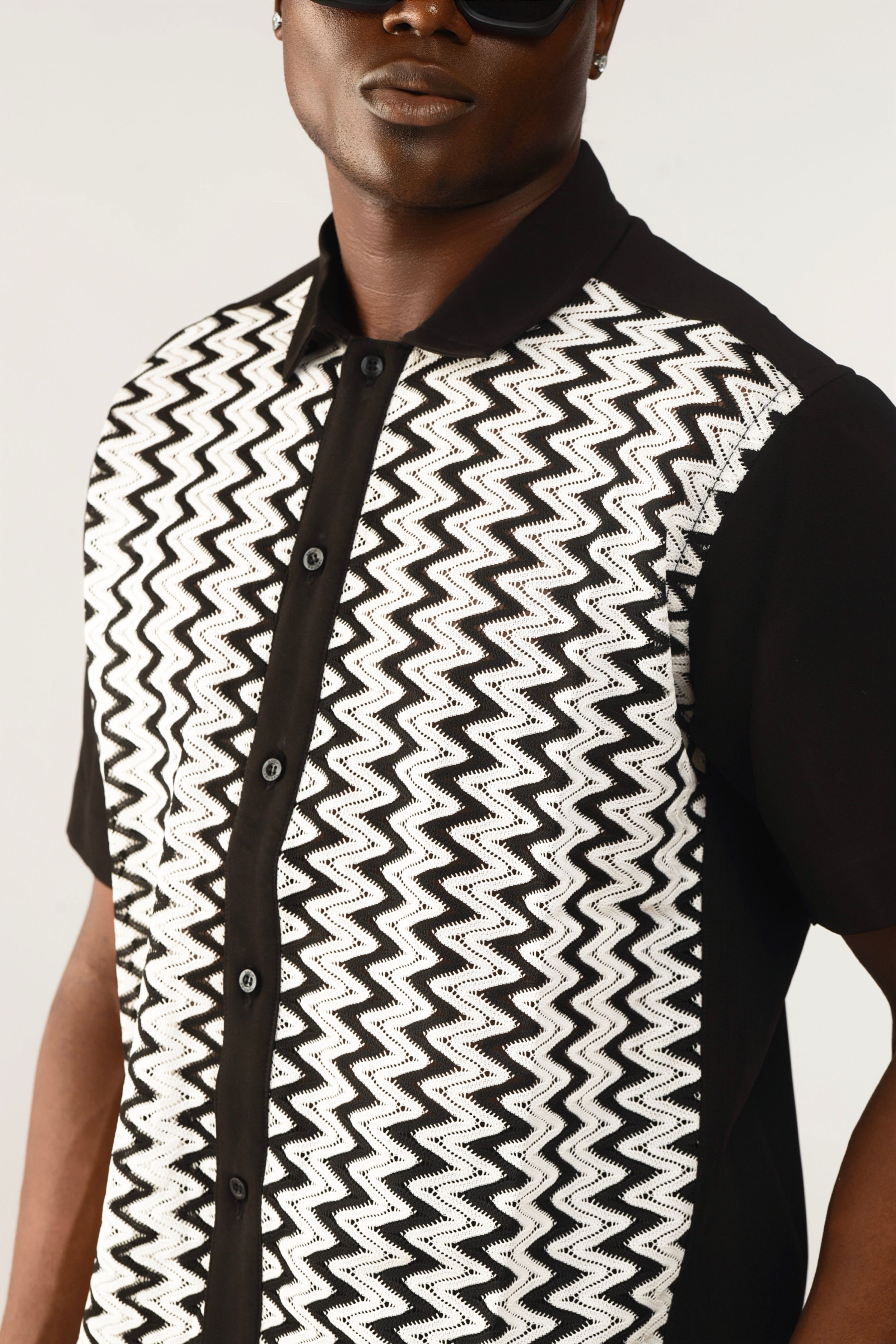 Cleo Resort Lace Print Shirt - Black/White