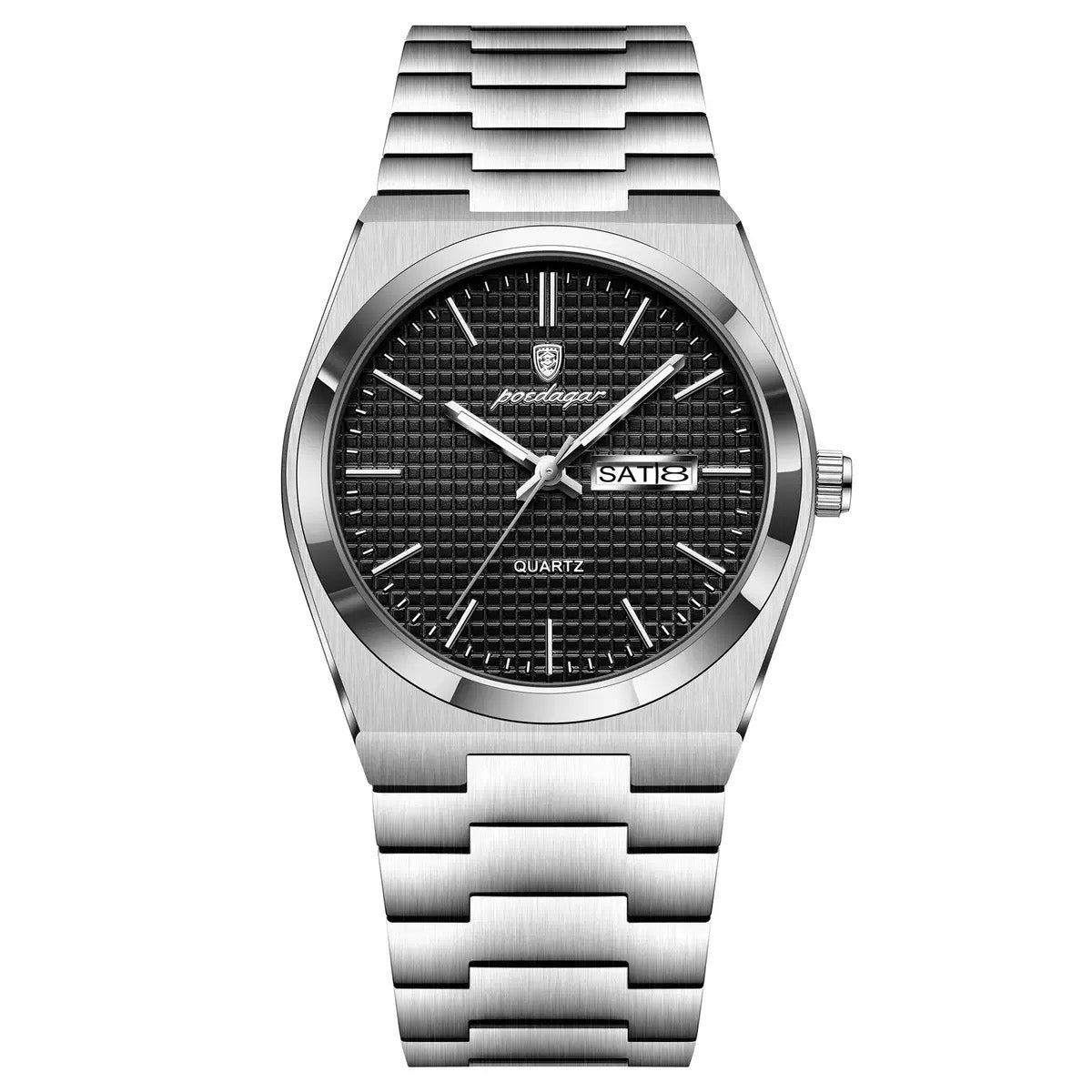 Alexis 2.0 Textured Dial Stainless Wristwatch - Silver/Black