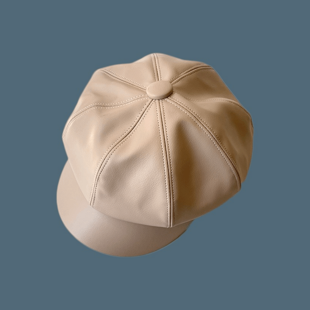 Beige leather cap online