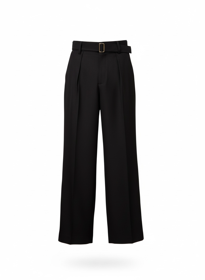 Casey Oxford Pleated Trouser - Black