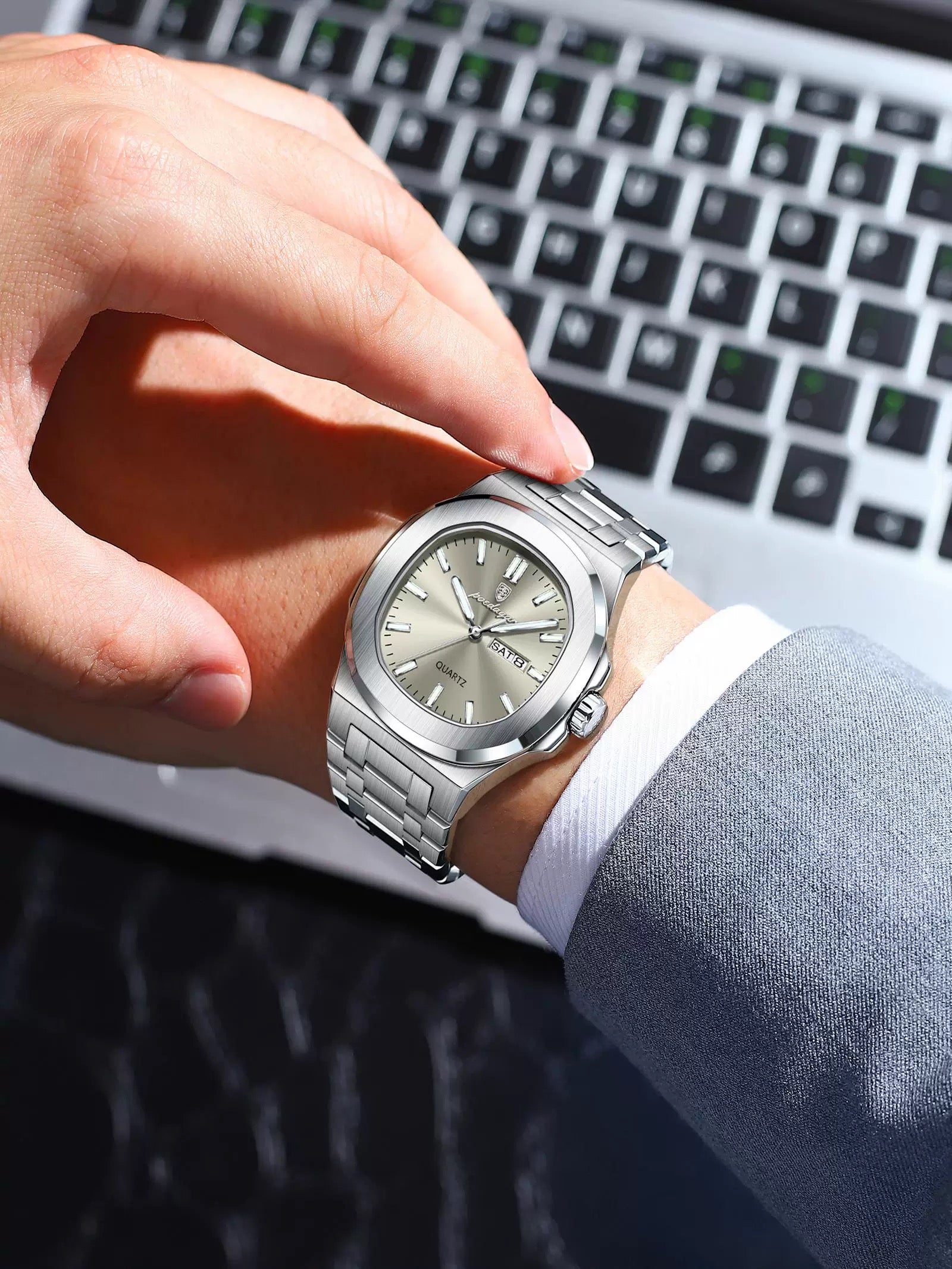 Amari Stainless Wristwatch - Silver/Grey-9