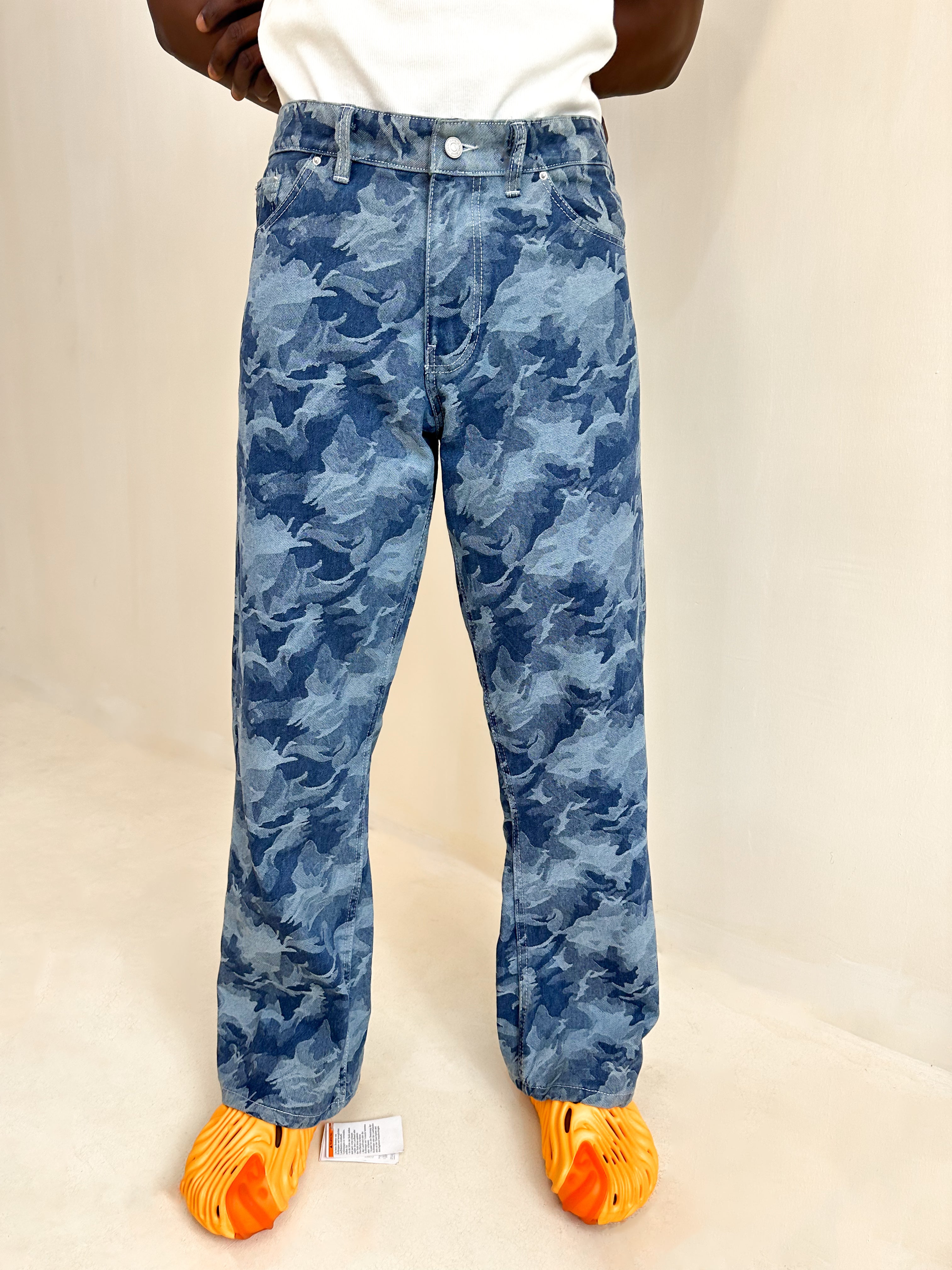 Casper Jacquard Relaxed Baggy Flared Jeans