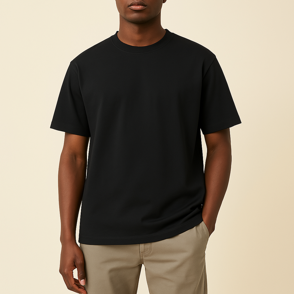 Claire 310GSM Medium-Weight Double-Yarn Blank Tshirt (Premium Quality) - Black-1