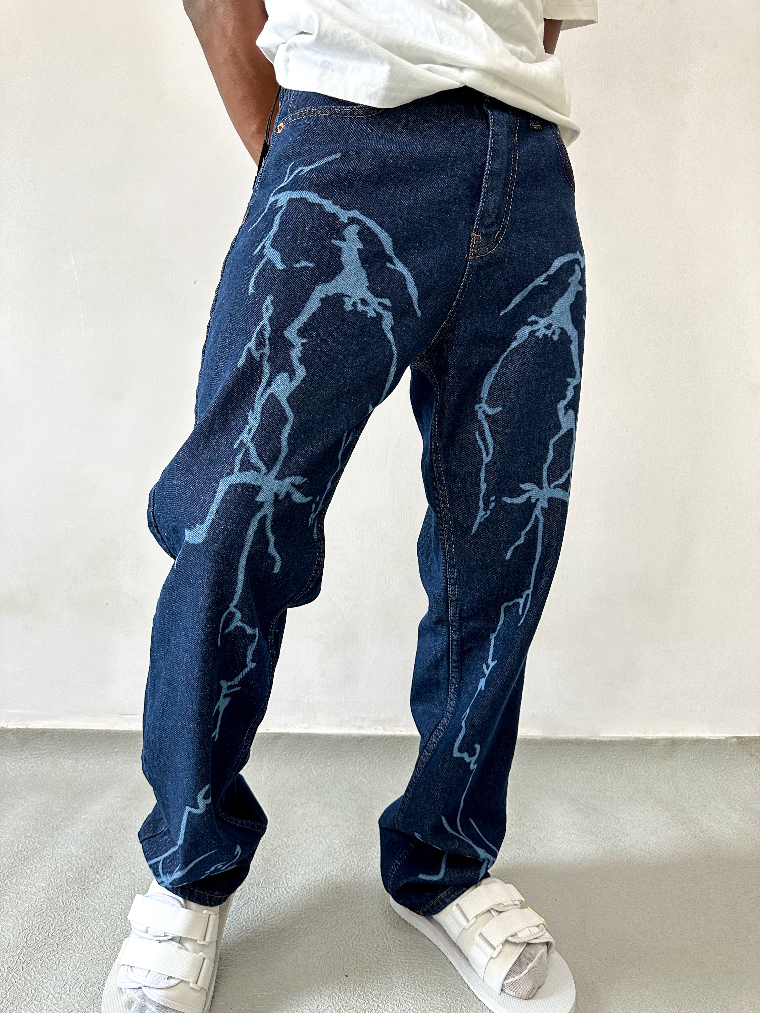 Cedric Lightning Relaxed Baggy Jeans