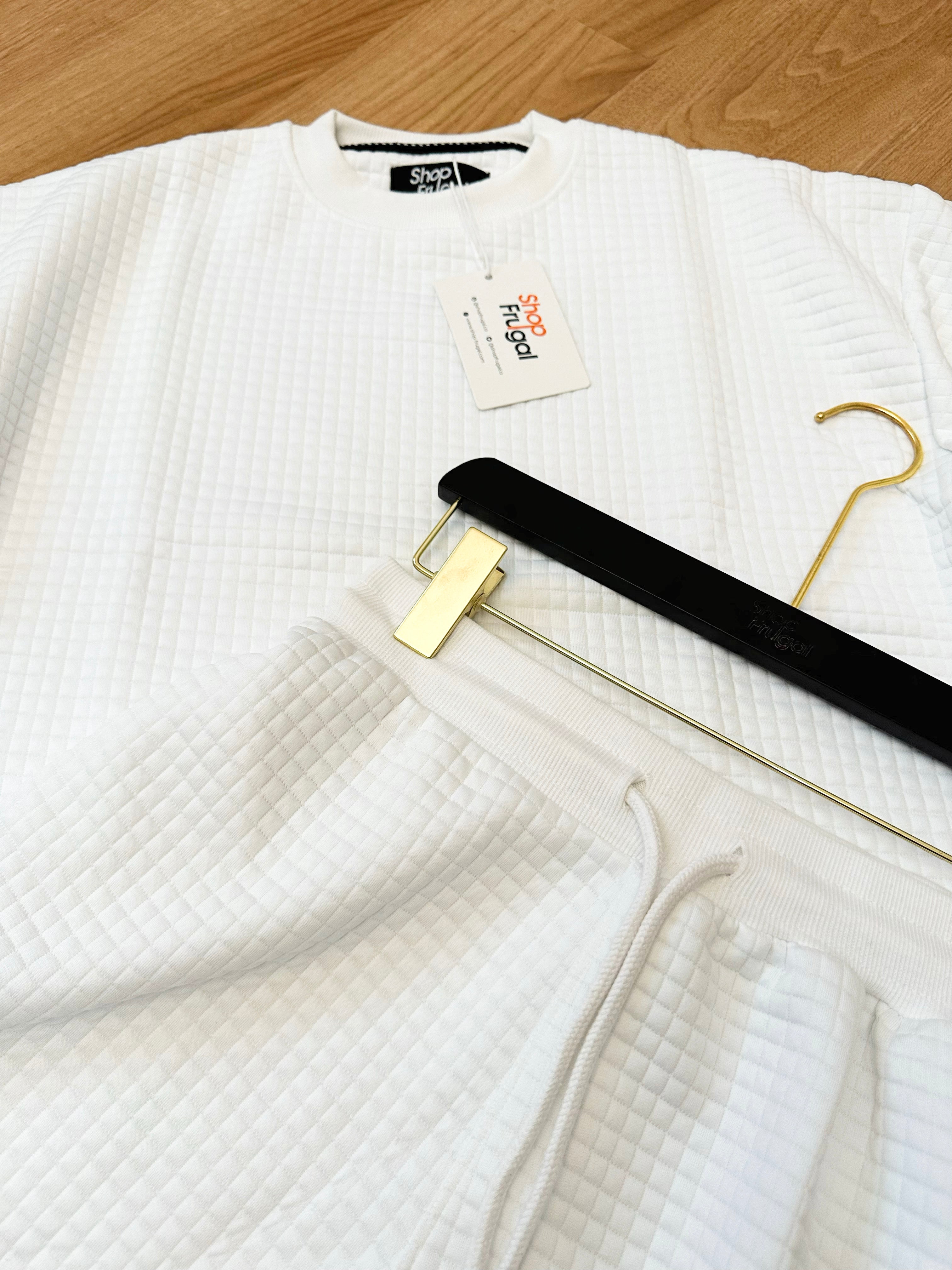 Carly Waffle Knit Boxy Fit Cotton Two Piece Set - (Tshirt & Short)