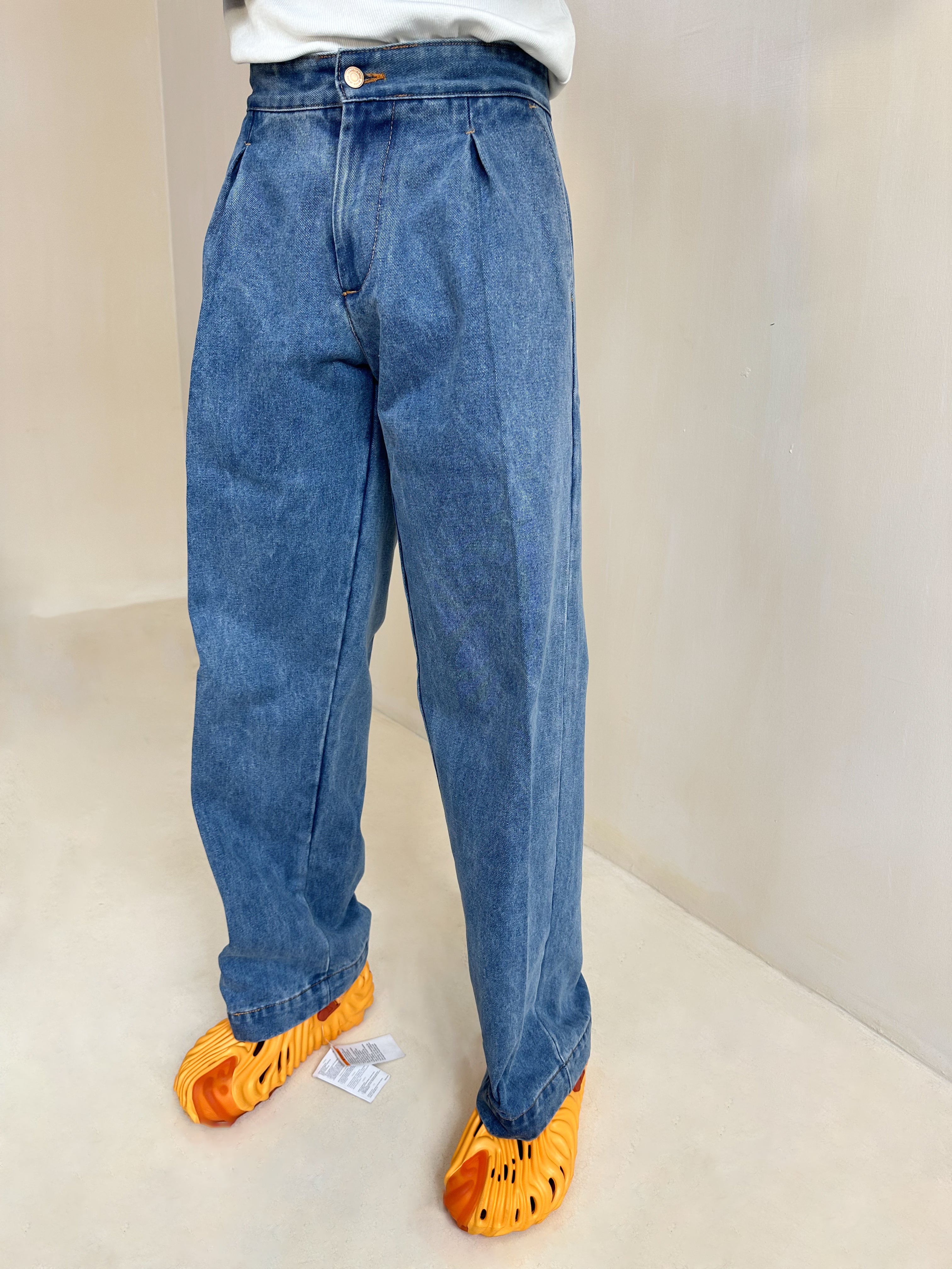 Cairo Oxford Preppy Baggy Denim Trouser - Light Wash