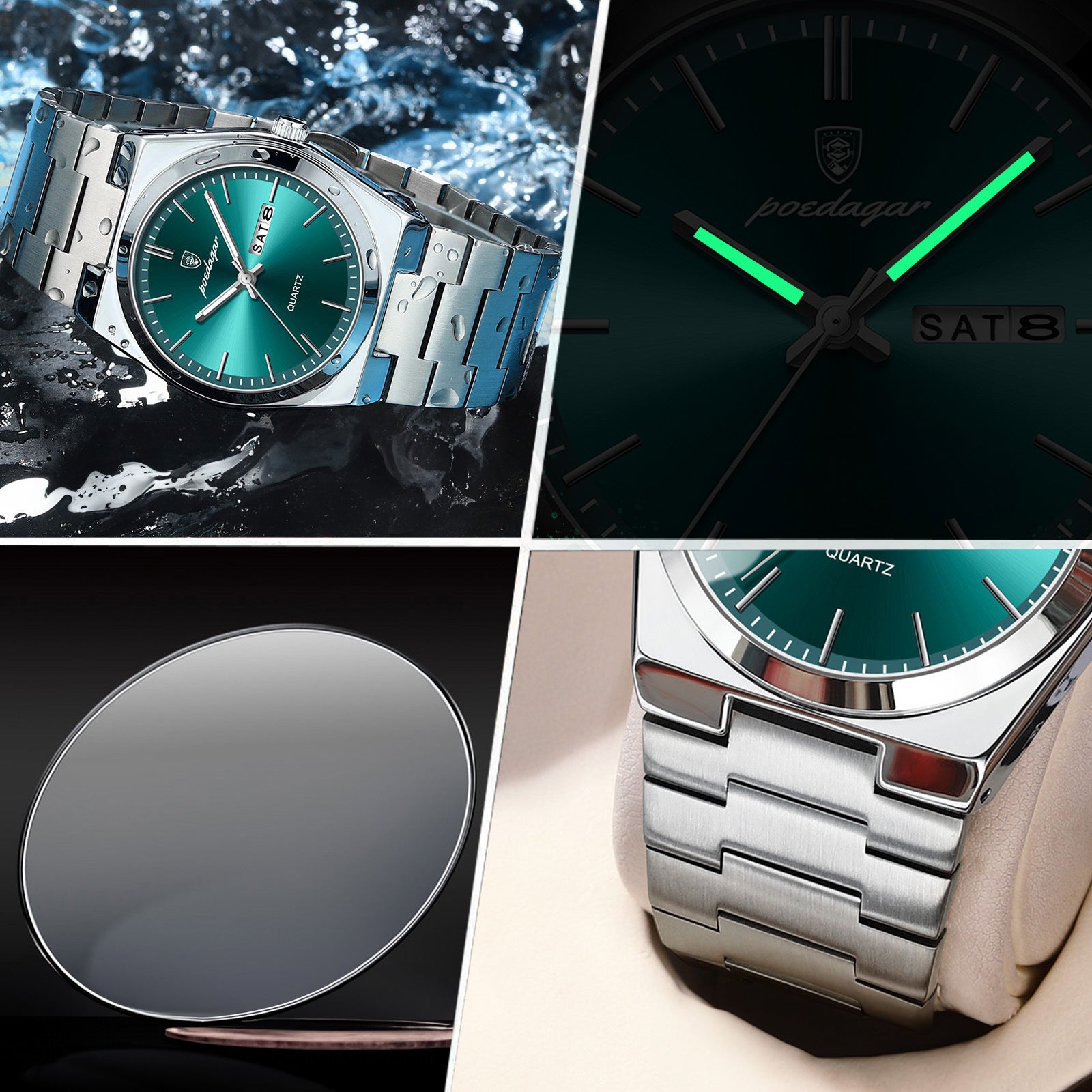 Alexis Stainless Wristwatch - Silver/Green-3