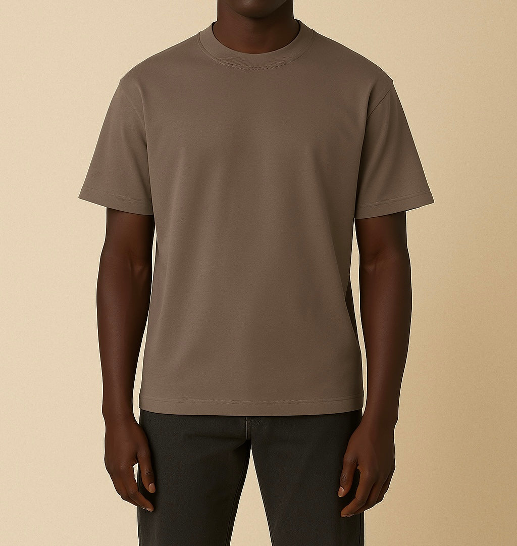 Claire 310GSM Medium-Weight Double-Yarn Blank Tshirt (Premium Quality) - Burnt Mocha Grey