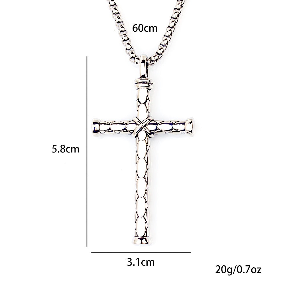 Axel Cross Titanium Steel Necklace - Silver
