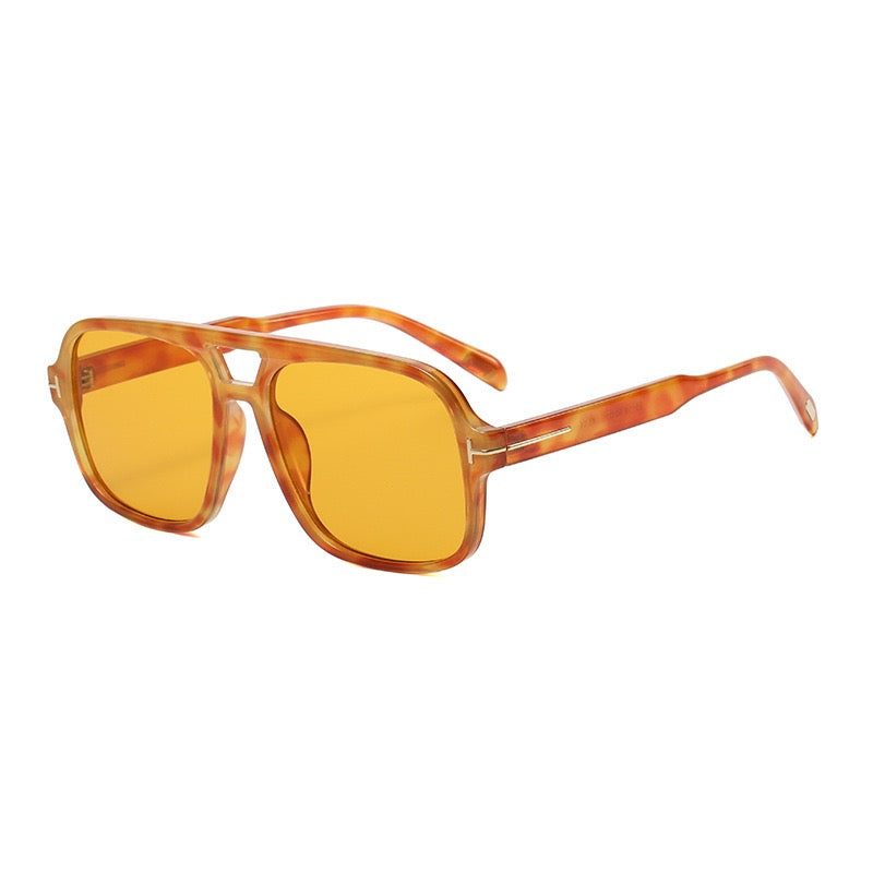 Amari Unisex Glasses - Brown Hawksbill/Yellow-1