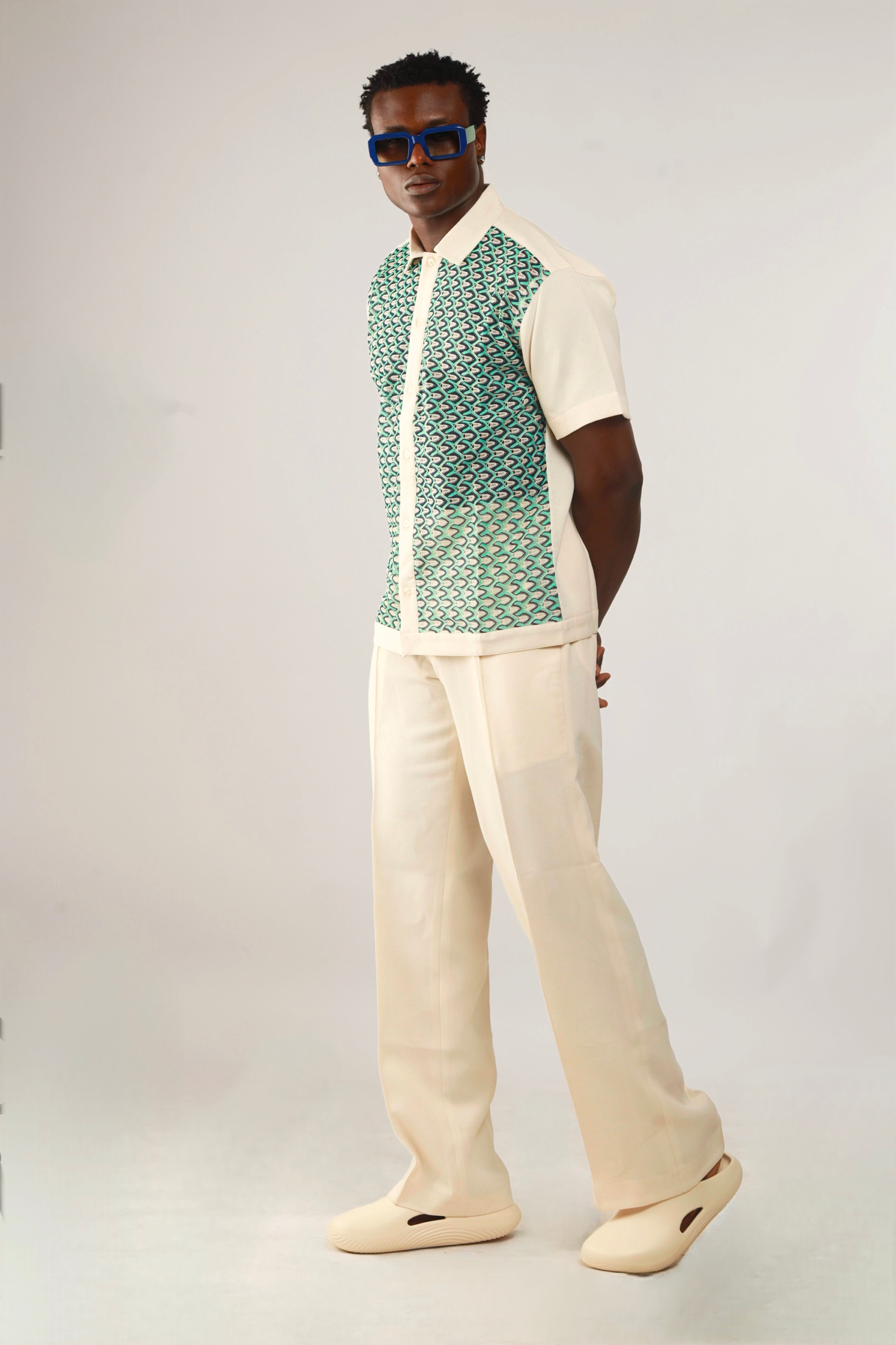 Cleo Pintuck Forward Pleats Baggy Trouser - Oatmeal