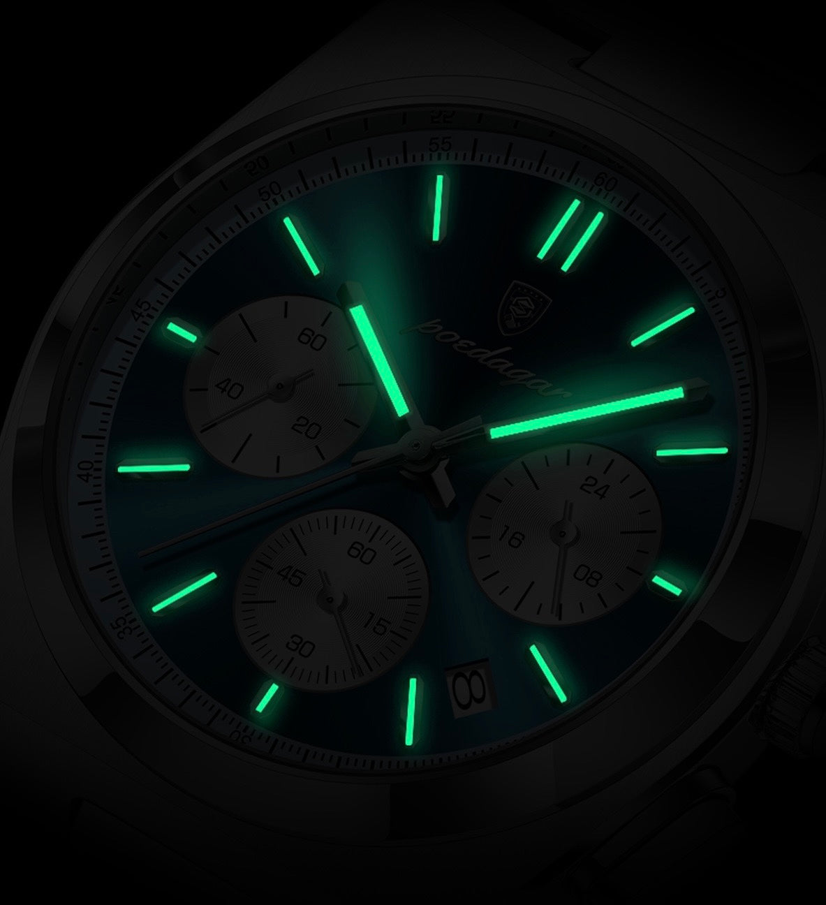 Anthony Chronograph Leather Strap Wristwatch - Black