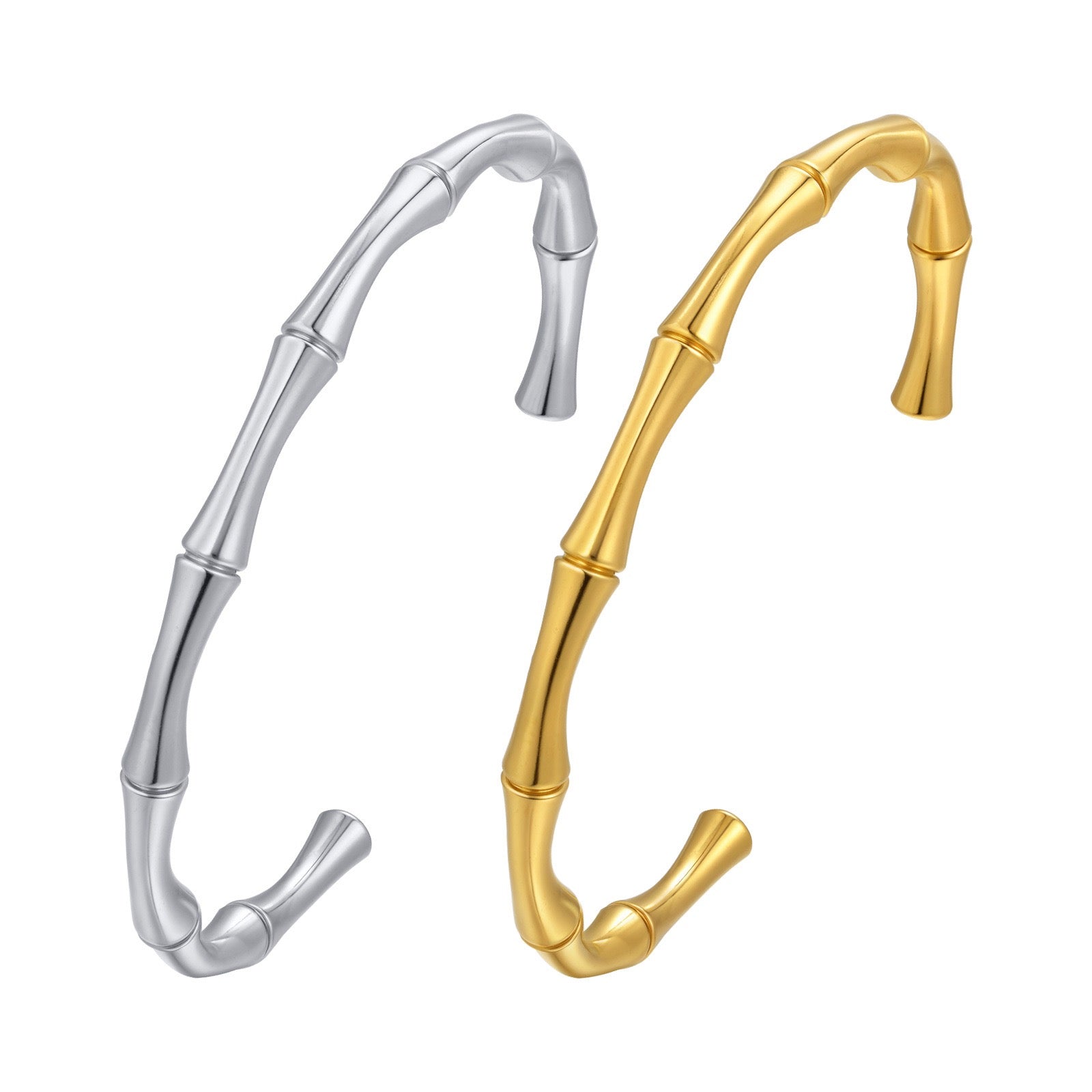 Cai Bamboo Titanium Steel Bracelet - Silver-6