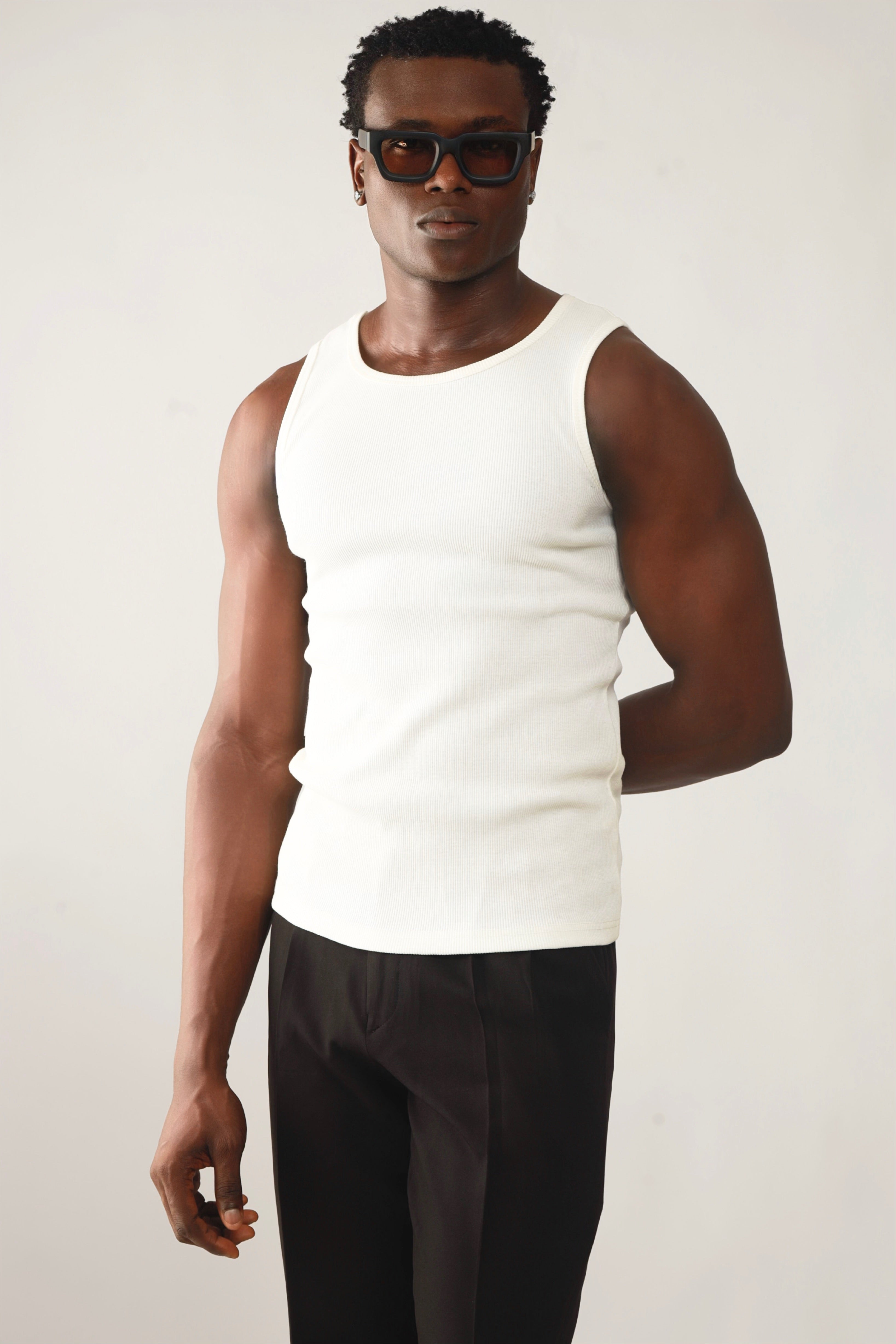 Calix Breathable Compression Tank Top (460G)(Premium Quality) - White-7