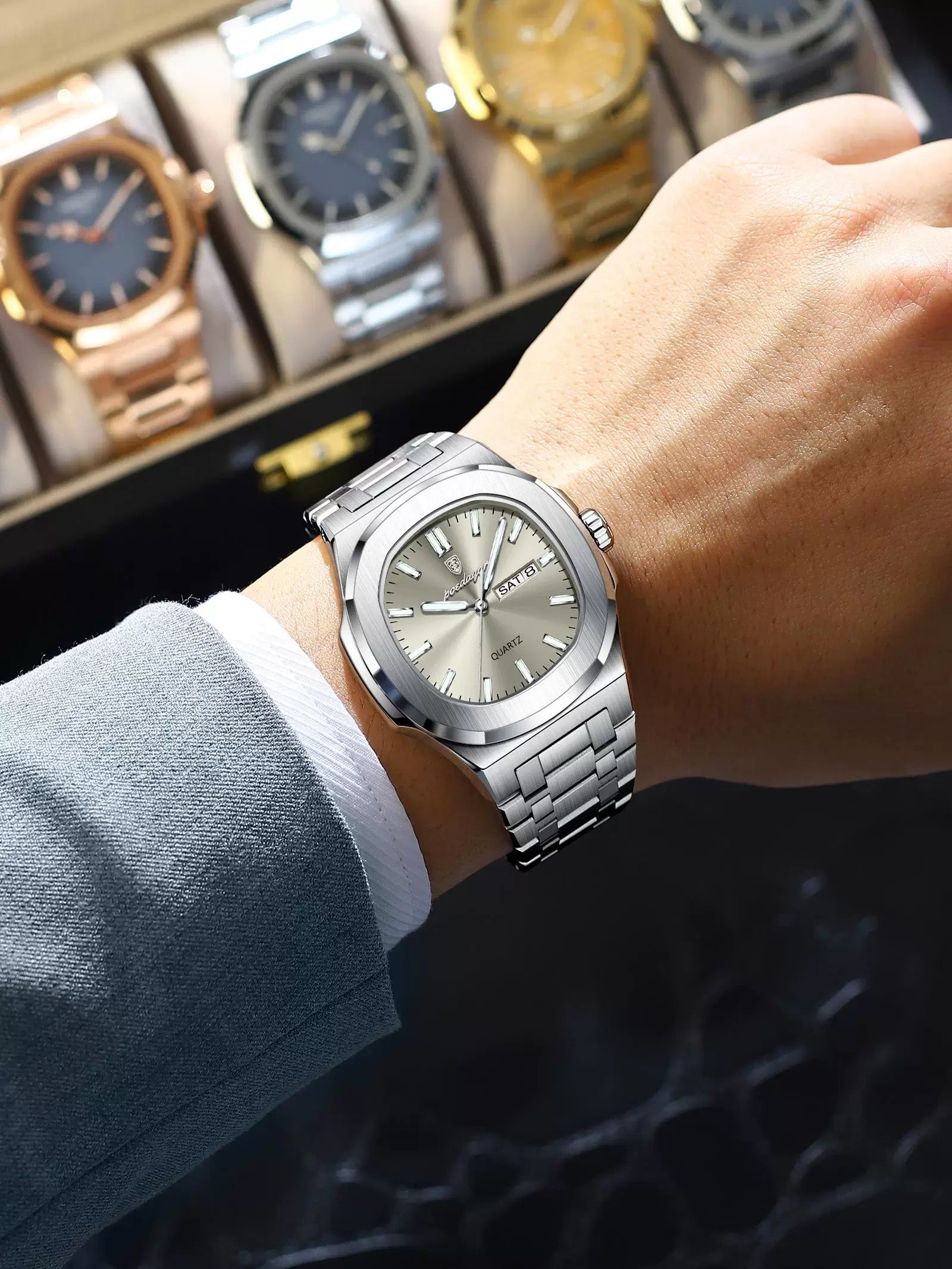 Amari Stainless Wristwatch - Silver/Blue