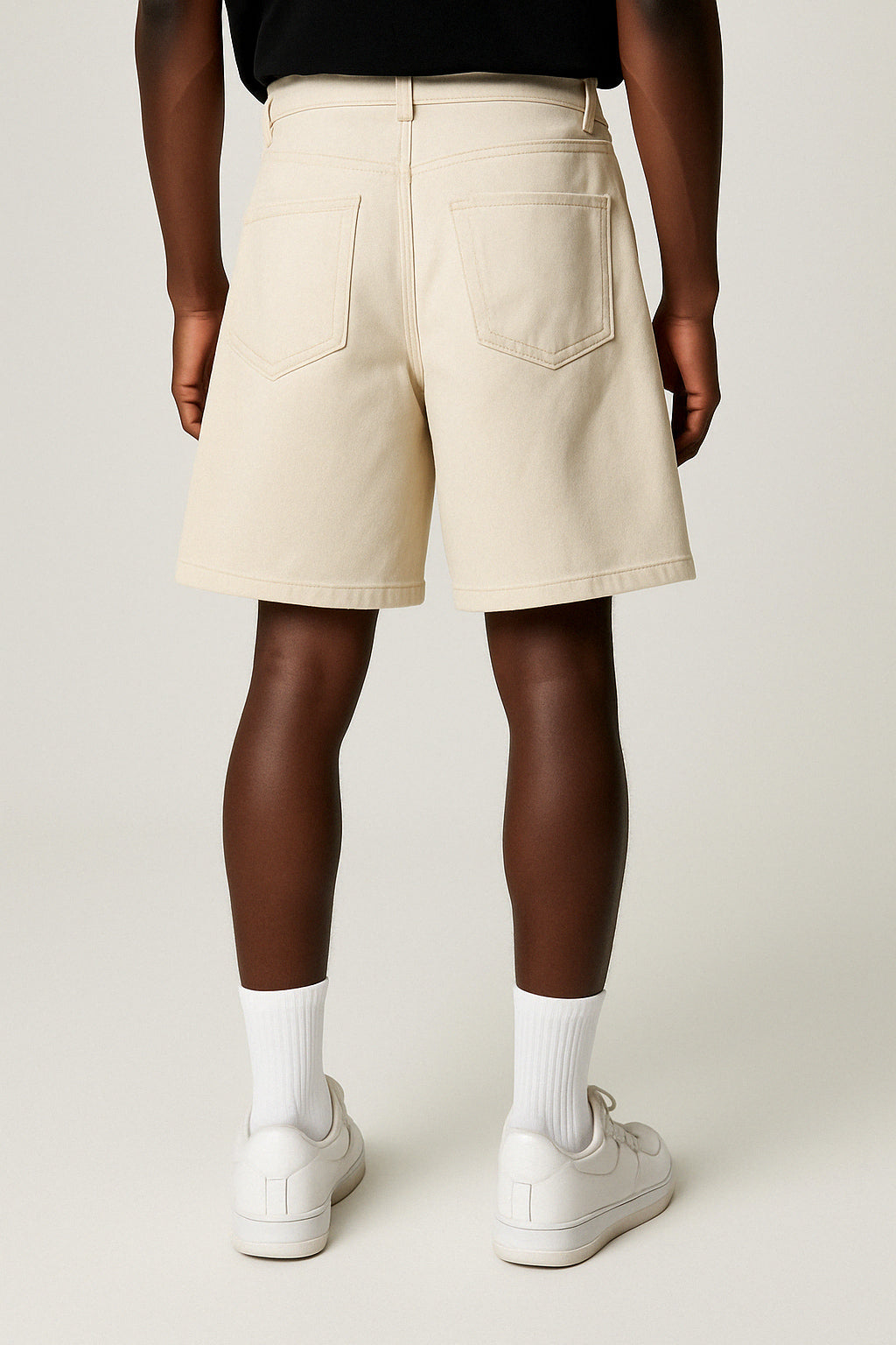 Cairo Wide-Legged Paneled Relaxed Baggy Short/Jort - Ecru