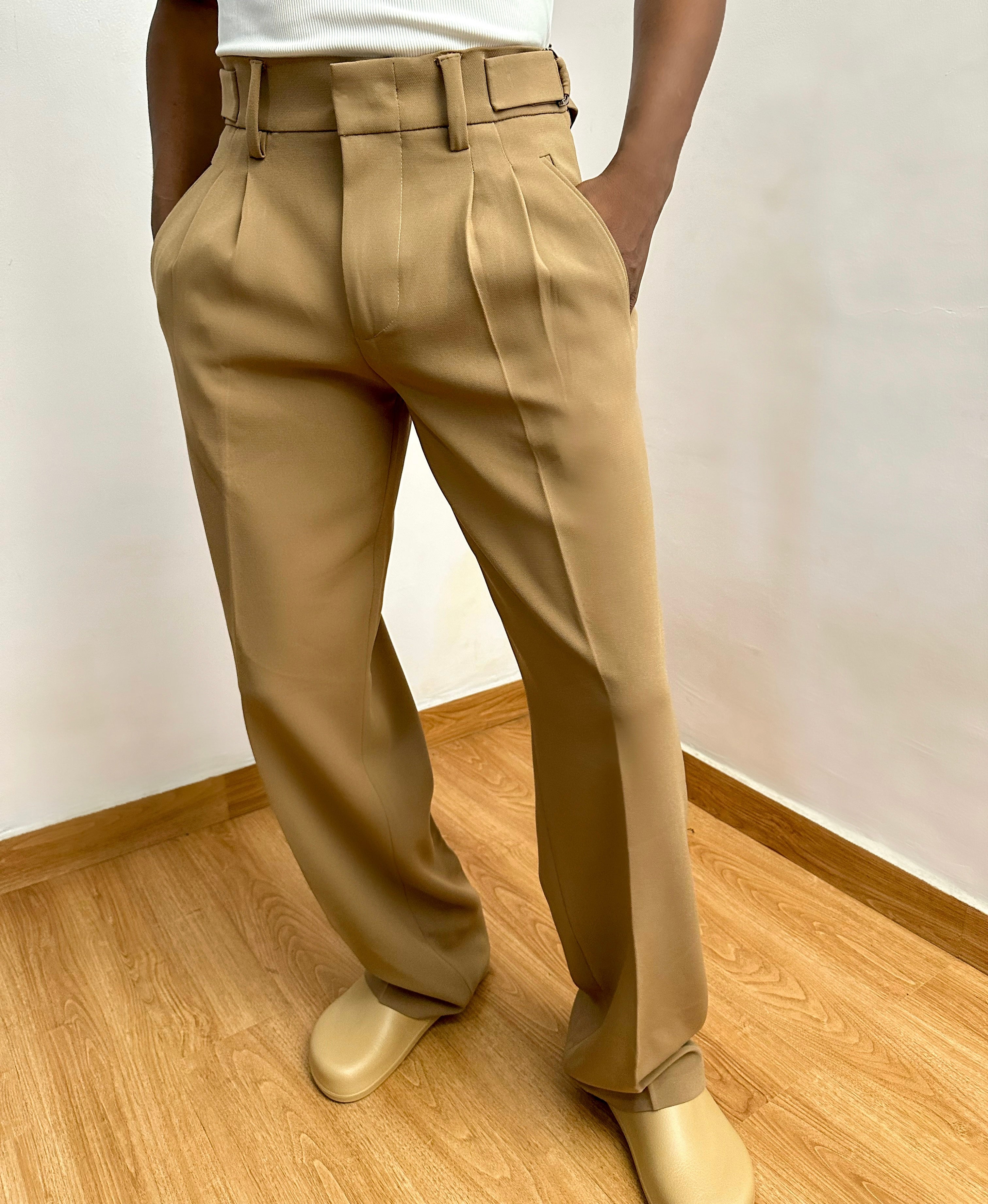 Celia Oxford Pleats Baggy Trouser - Hazelnut