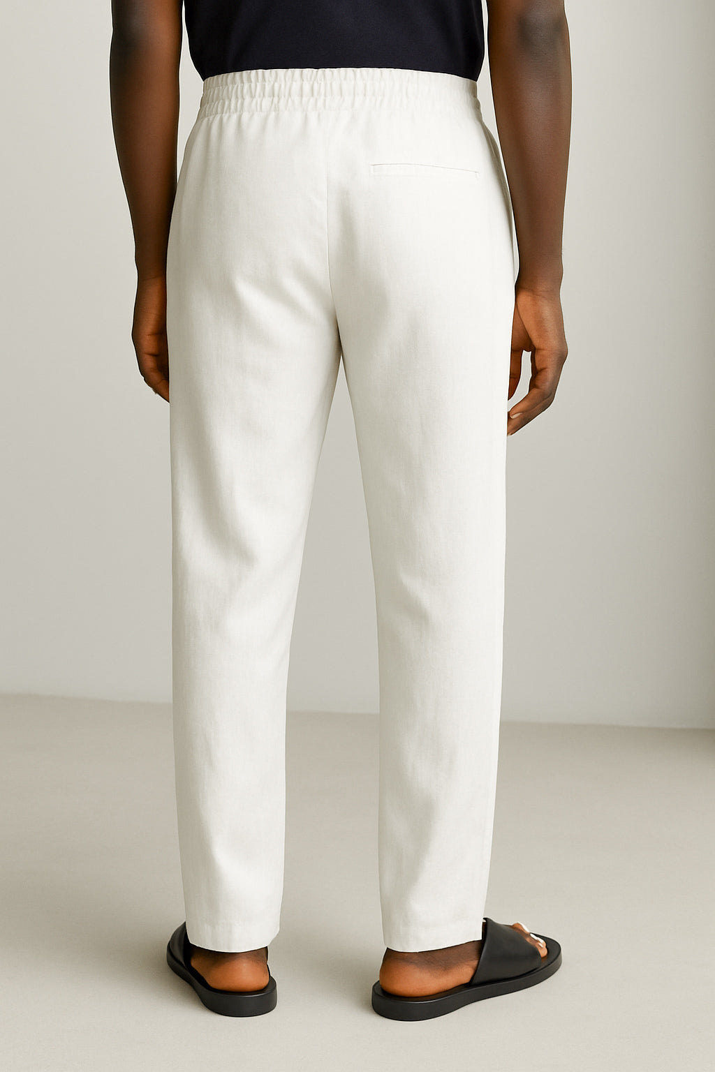Cairo Linen Blend Baggy Drawstring Pants - White