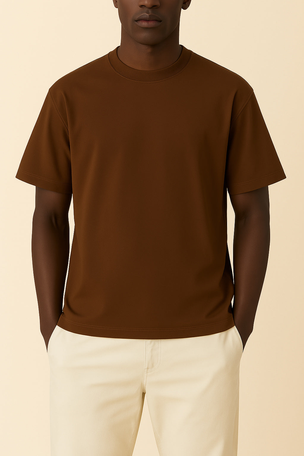 Claire 310GSM Medium-Weight Double-Yarn Blank Tshirt (Premium Quality) - Burnt Brown-2