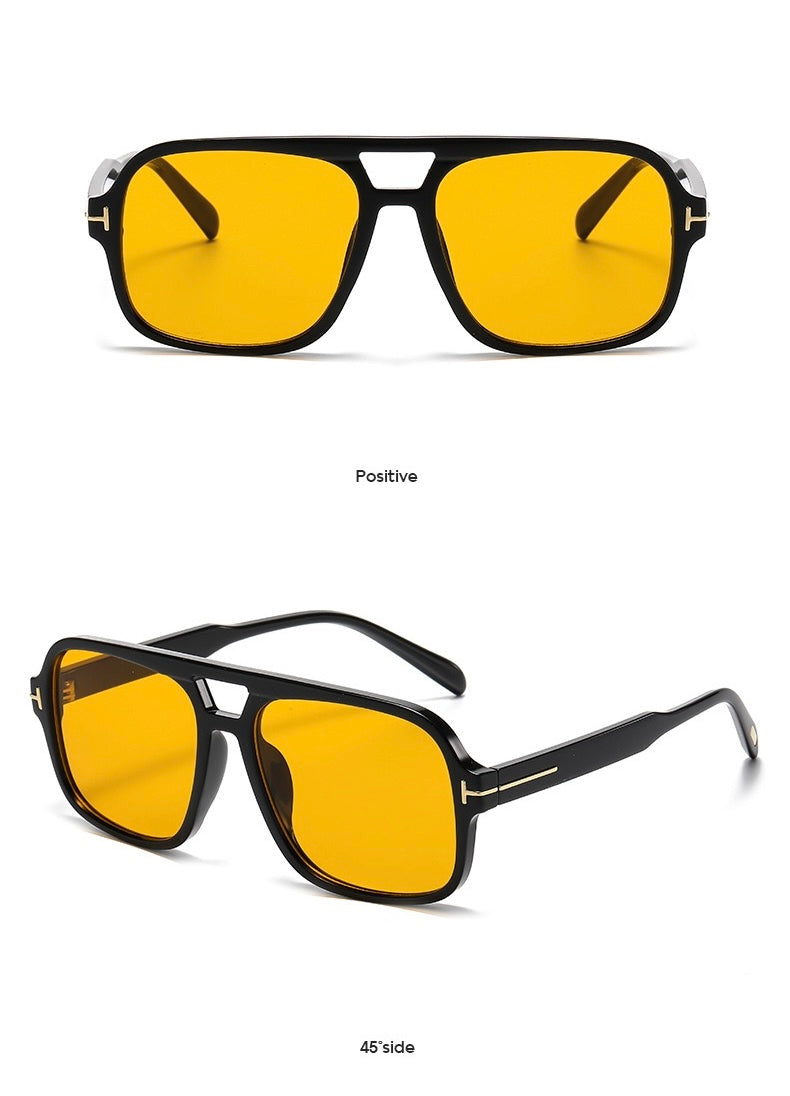 Amari Unisex Glasses - Black/Golden Yellow