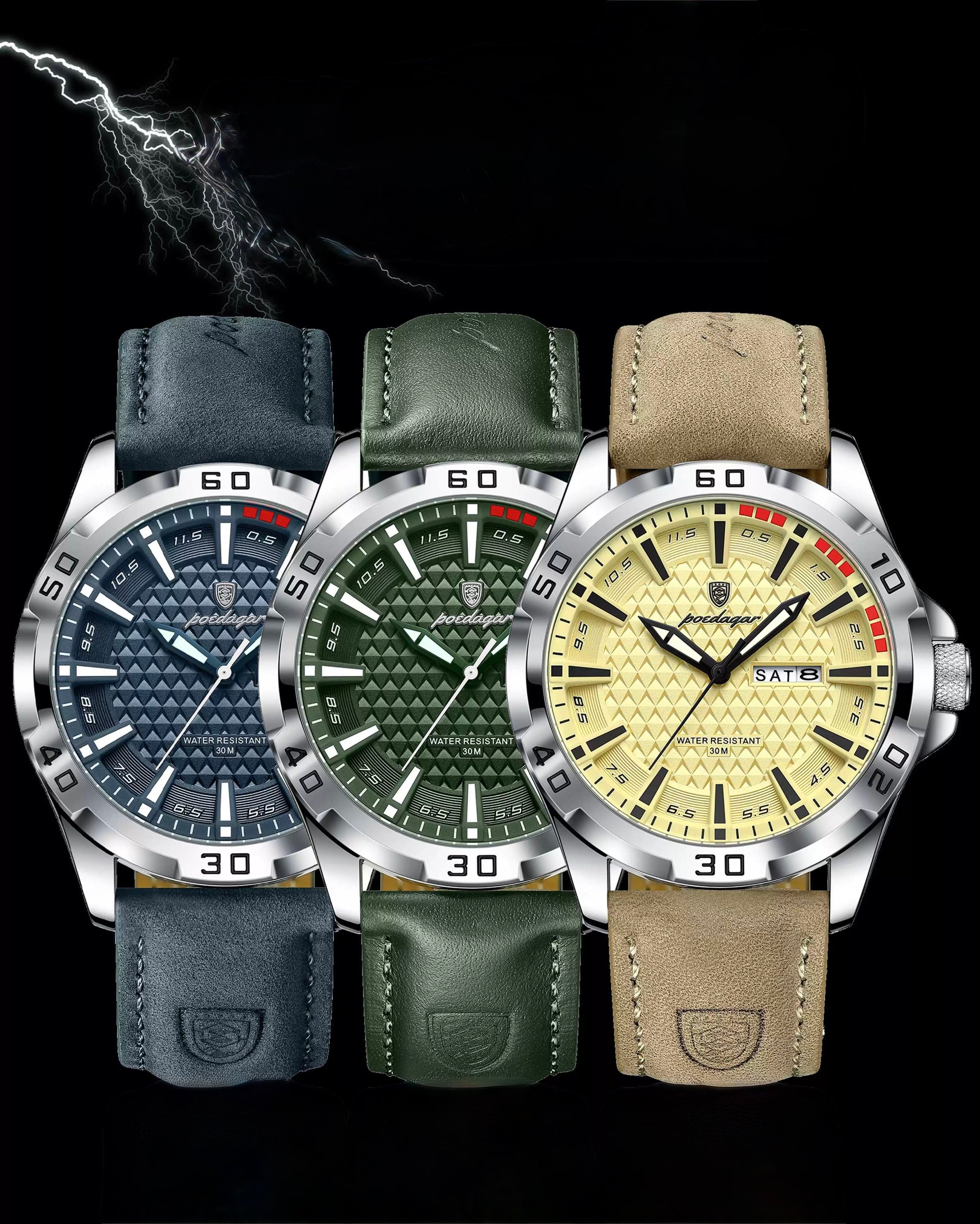 Andrea Leather Strap Wristwatch - Green