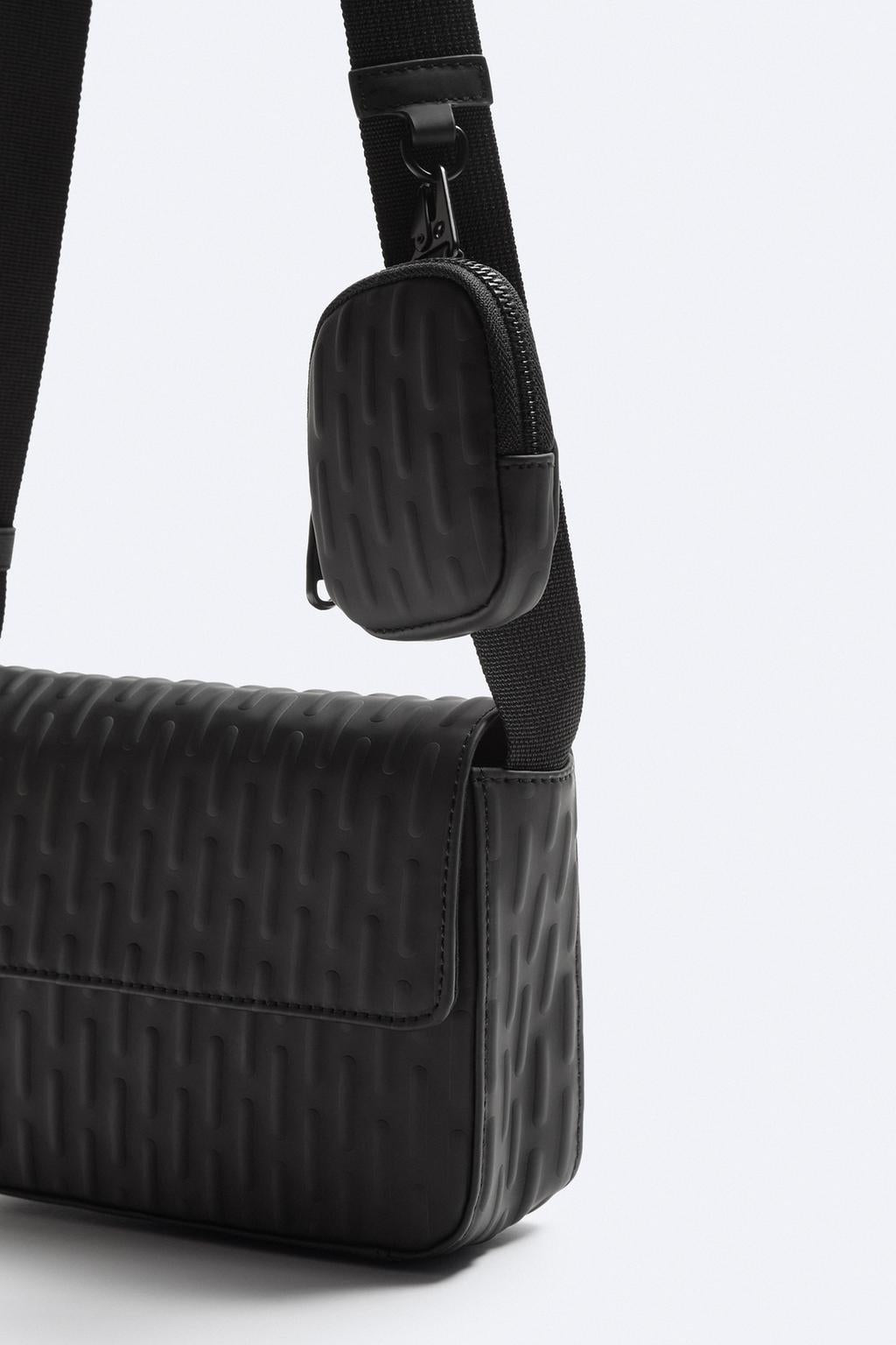 Amir Embossed Crossbody Bag - Black