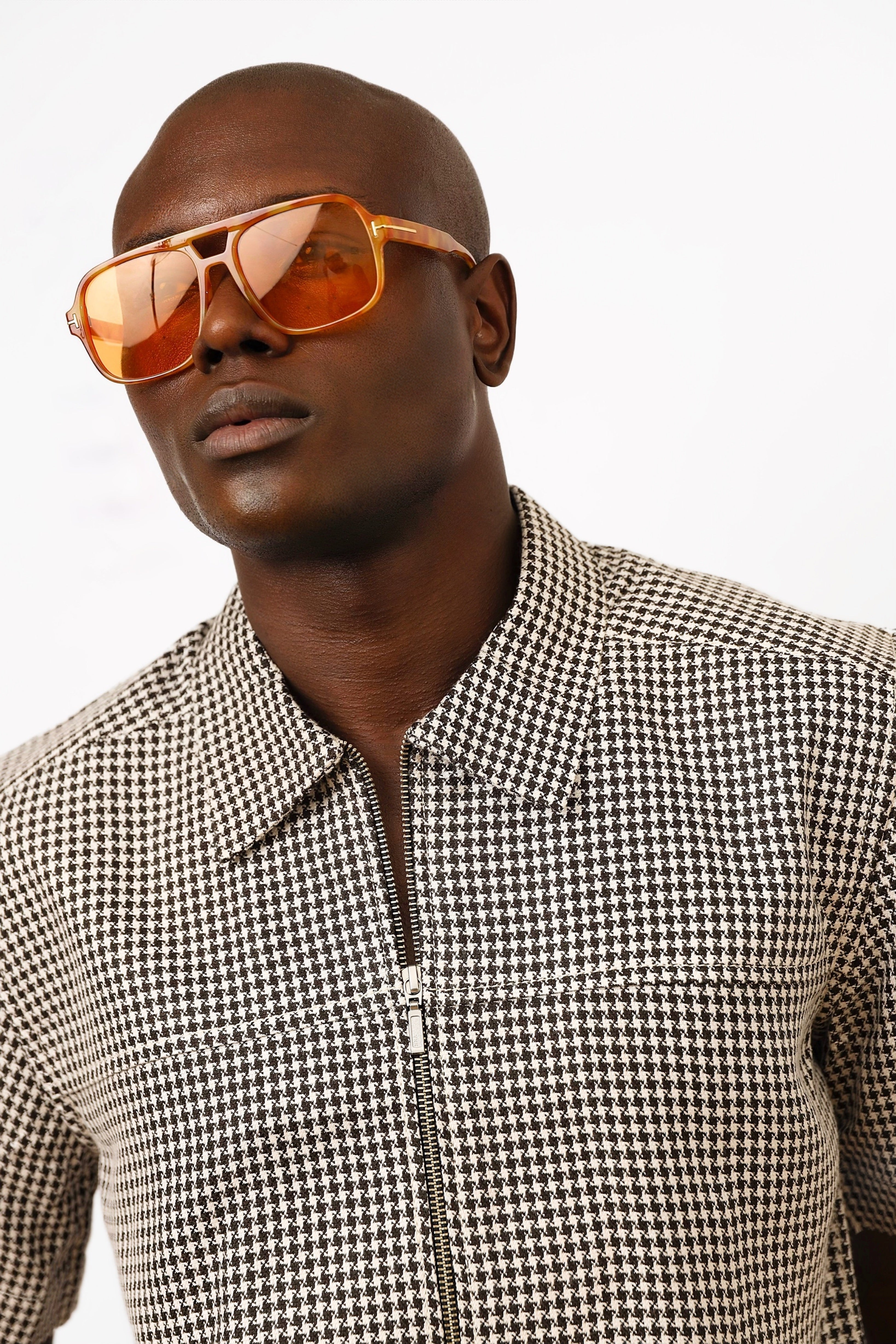 Cali Houndstooth Zipper Shirt-5