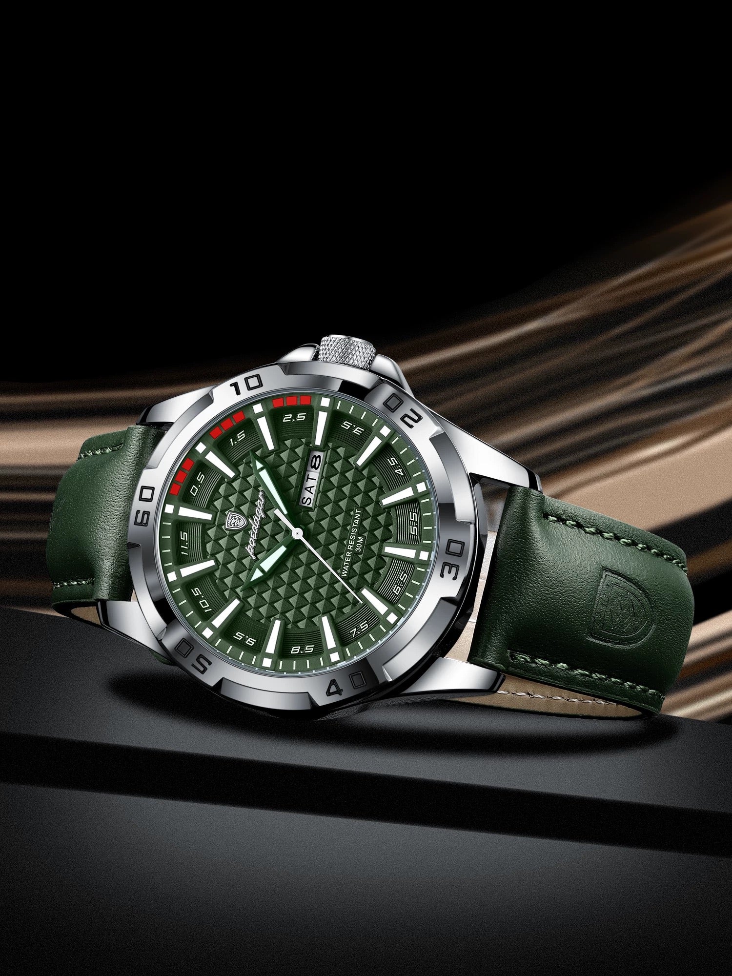 Andrea Leather Strap Wristwatch - Green