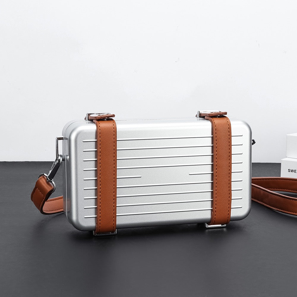 Alexa Crossbody Bag - Silver/Brown