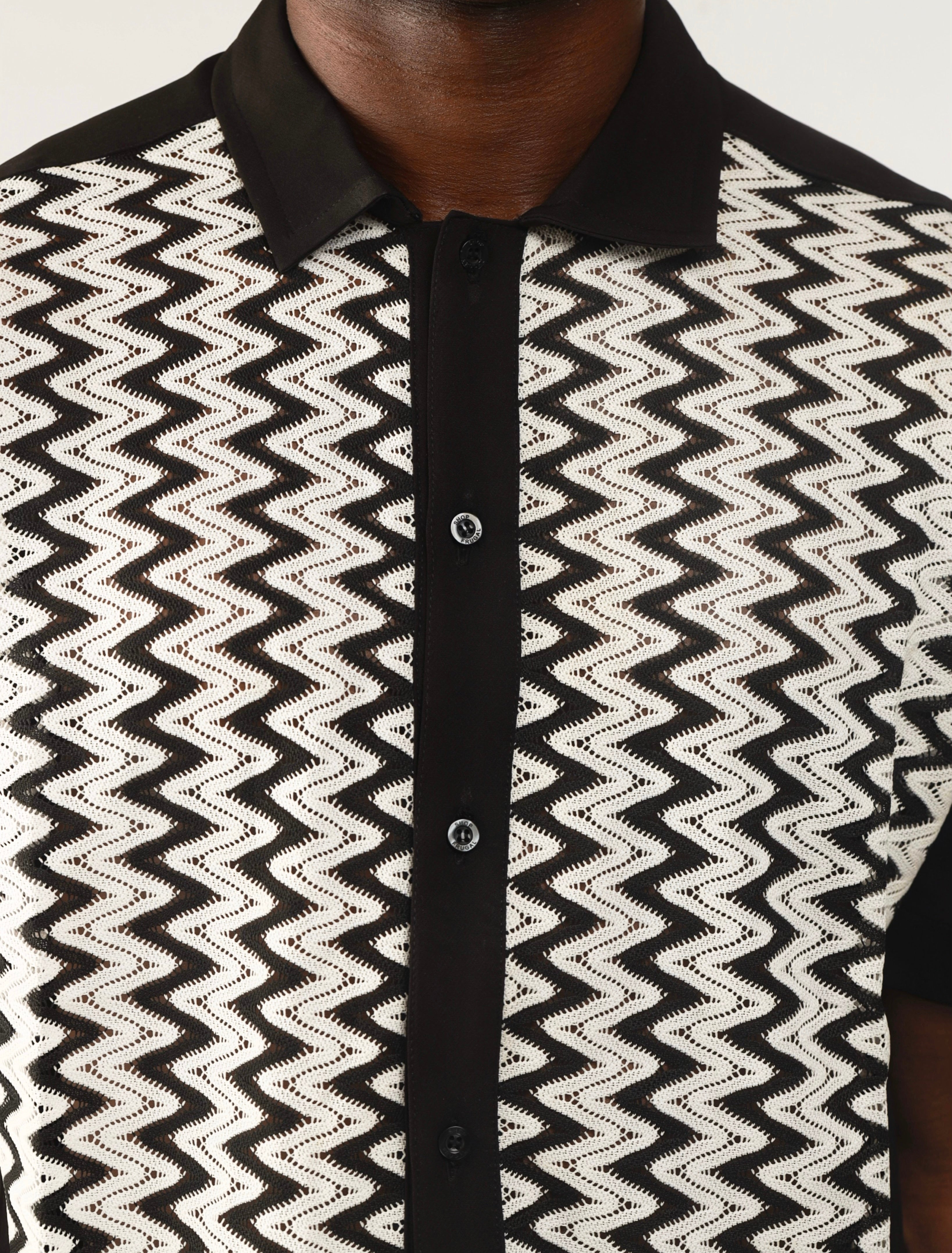 Cleo Resort Lace Print Shirt - Black/White