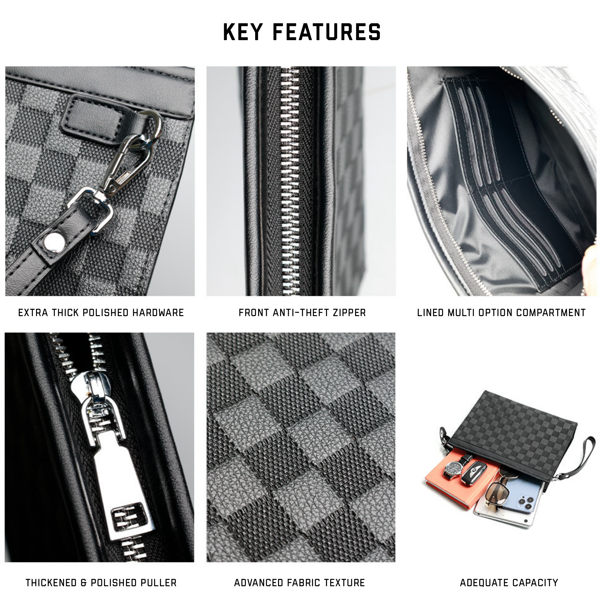 Asher Textured Zipper Purse