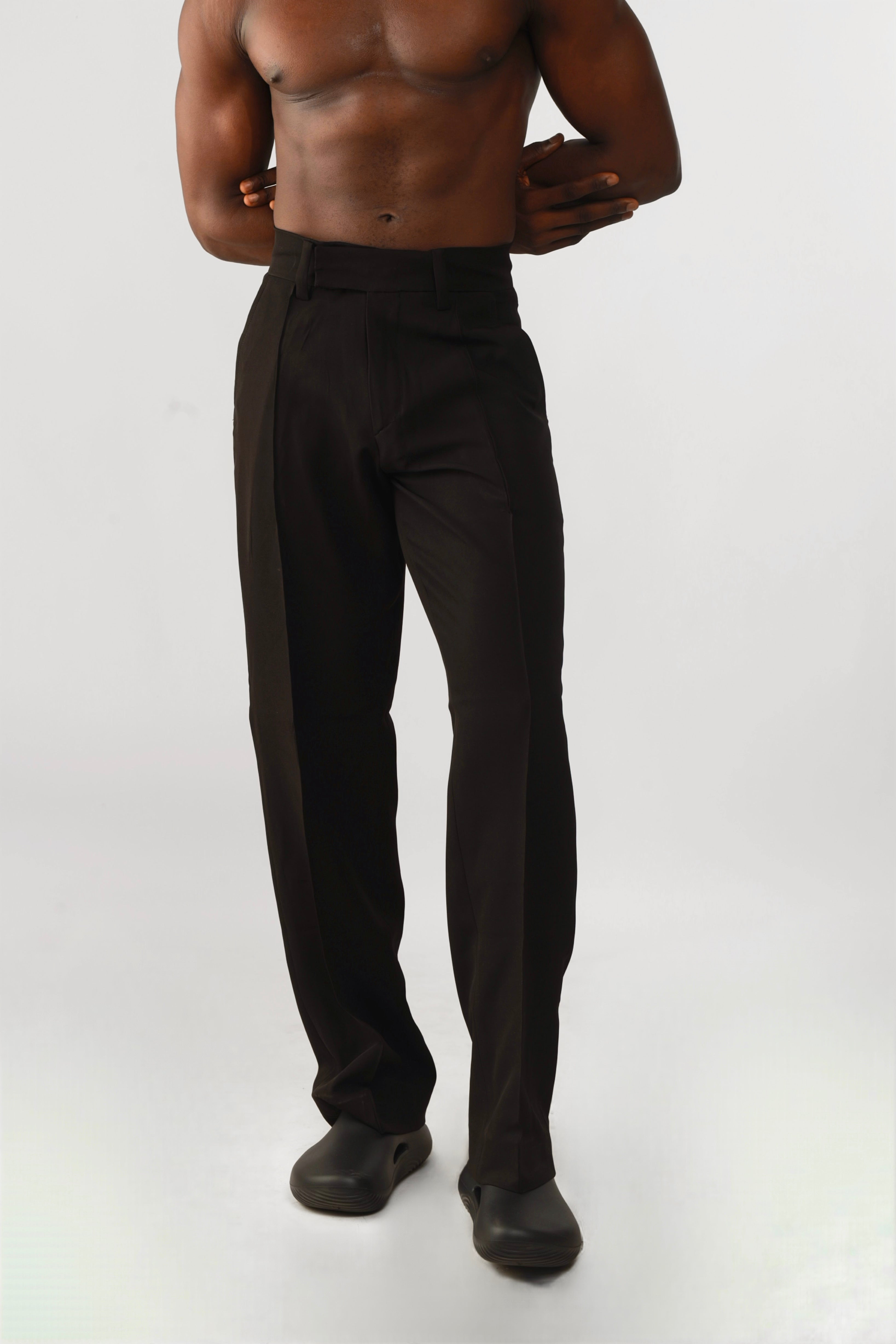 Cleo Pintuck Forward Pleats Baggy Trouser - Black