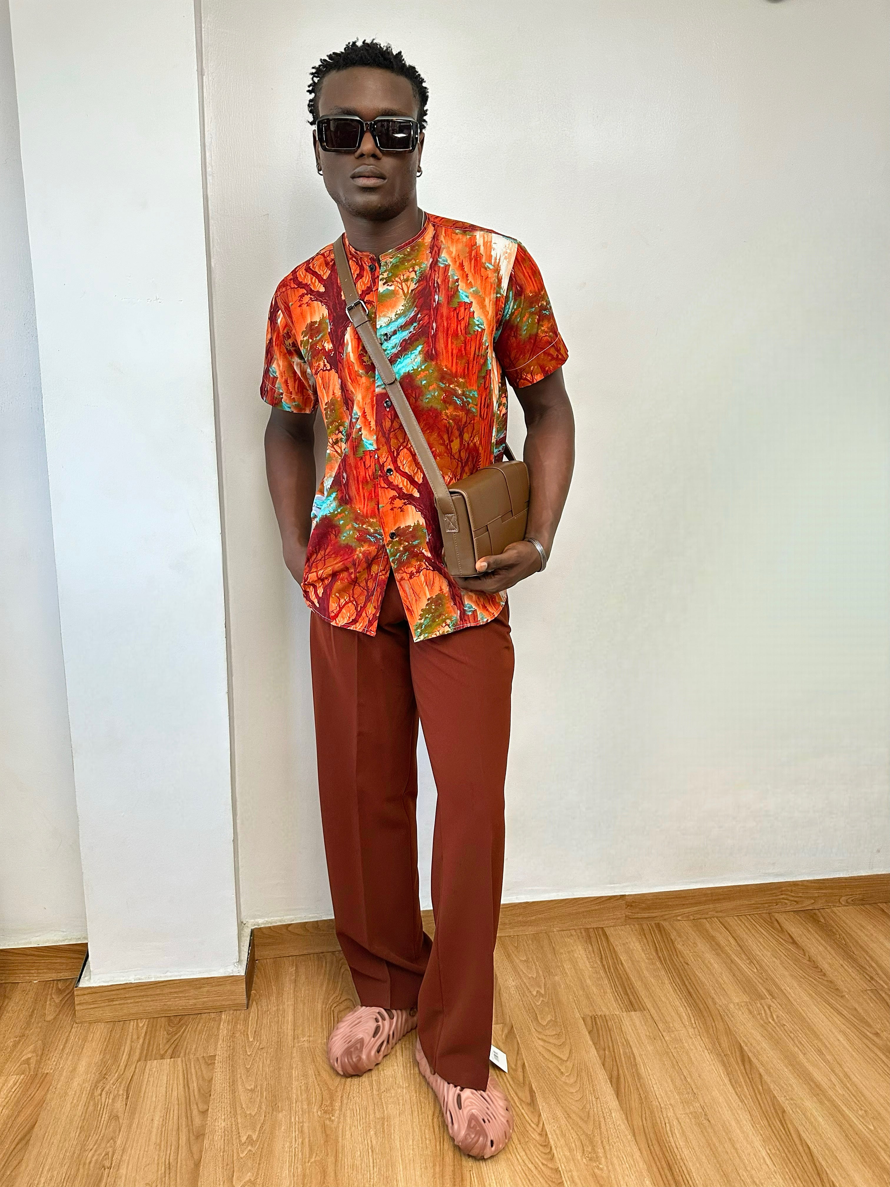 Calida Relaxed Forest Print Mandarin Collar Shirt