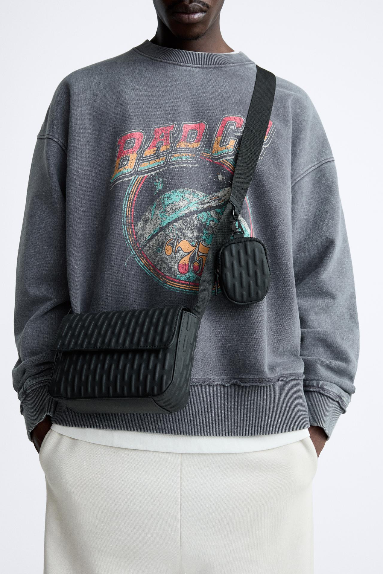 Amir Embossed Crossbody Bag - Black