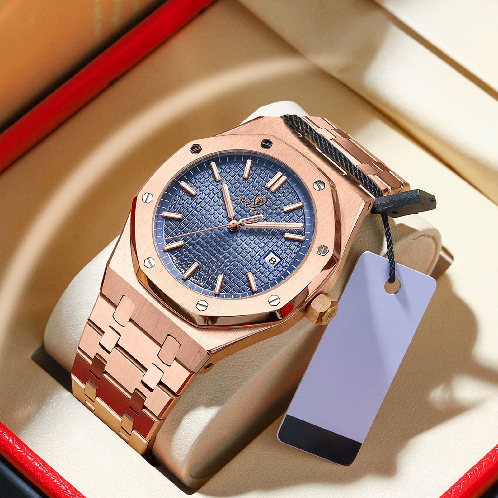Adeline Stainless Wristwatch - Rose Gold/Blue