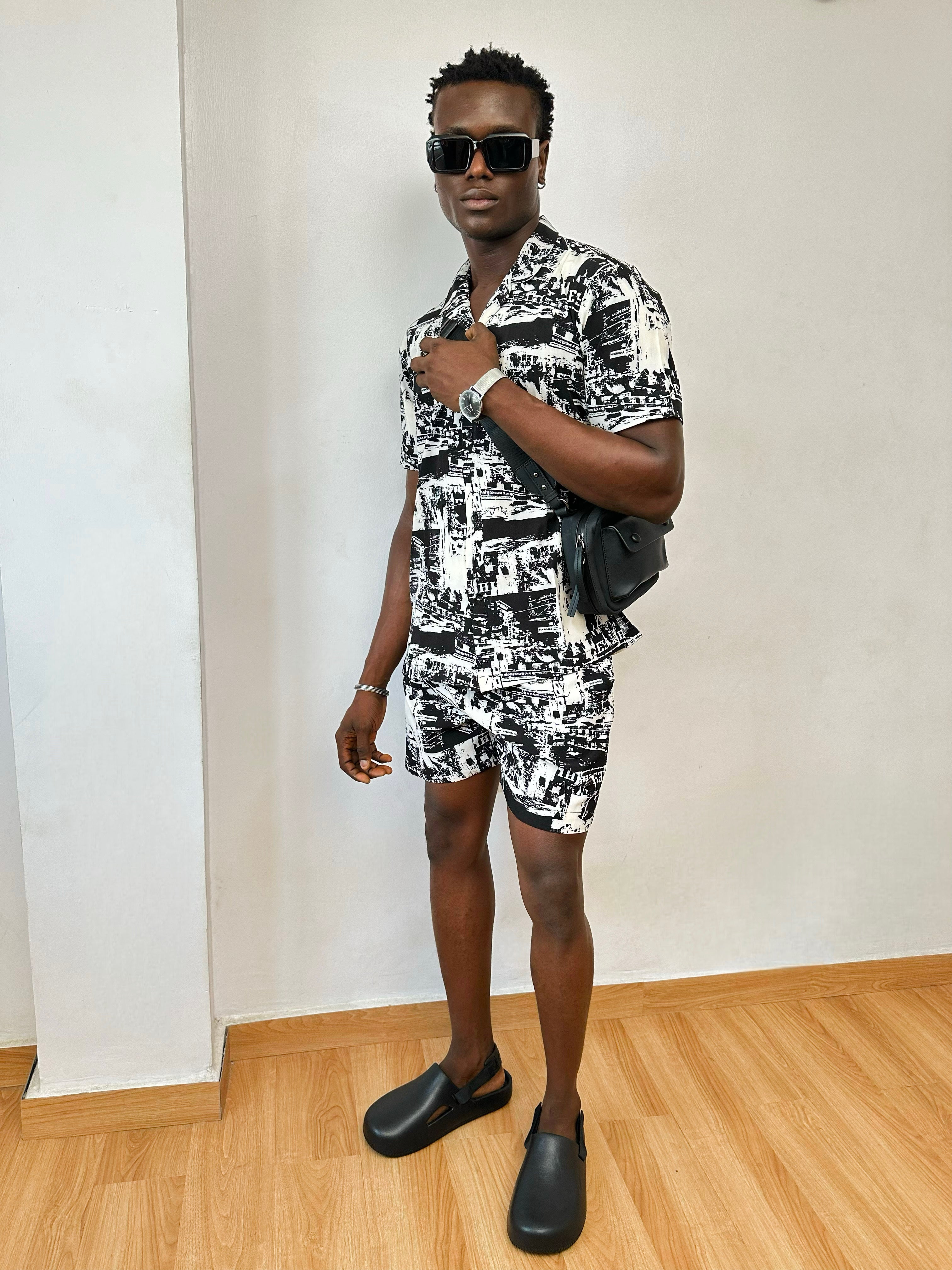 Cara Relaxed Abstract Print Two-Piece Set (Cuban Shirt & Short)-5