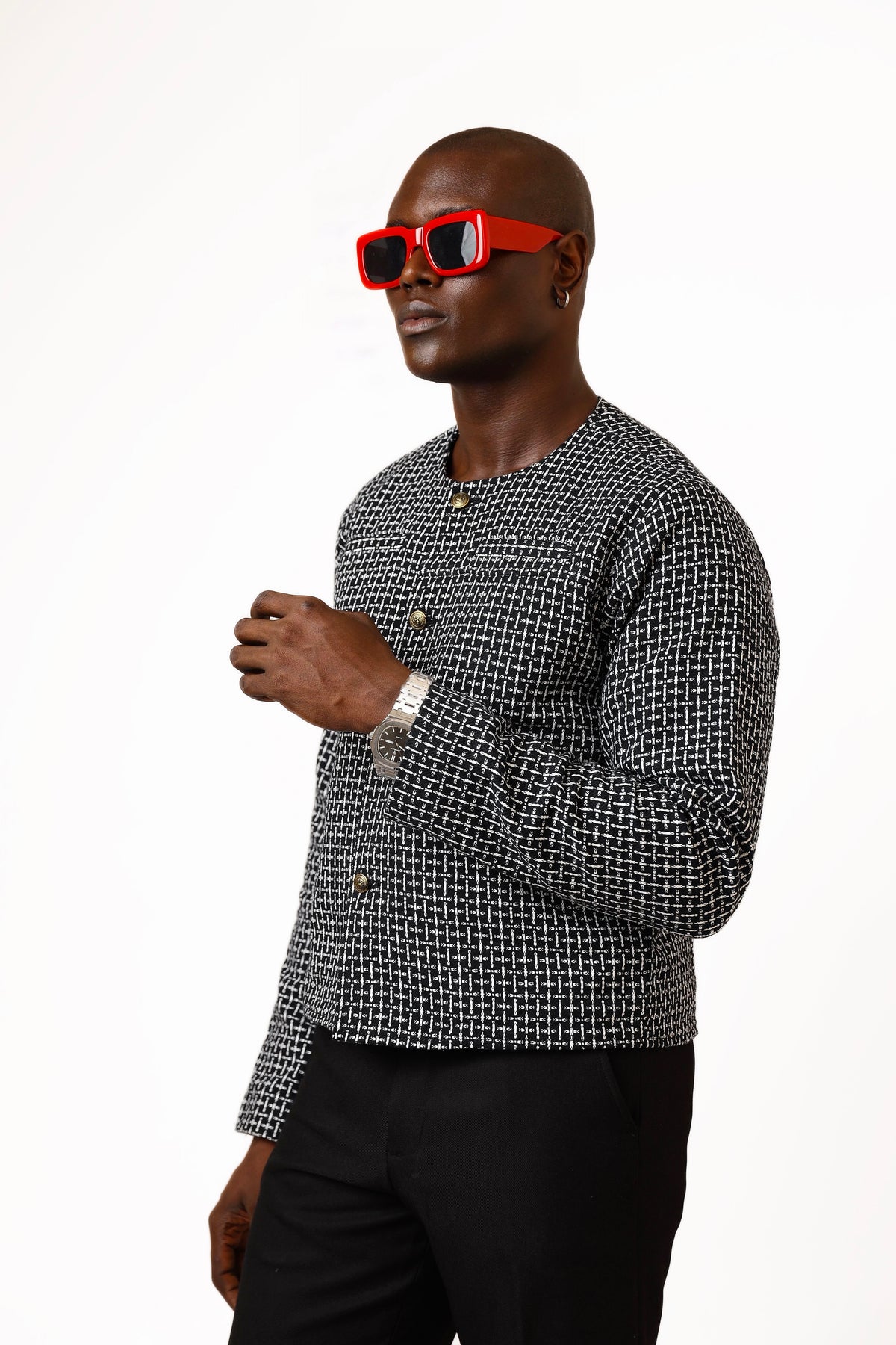 Casey Luxe Tweed Jacket - Black-5