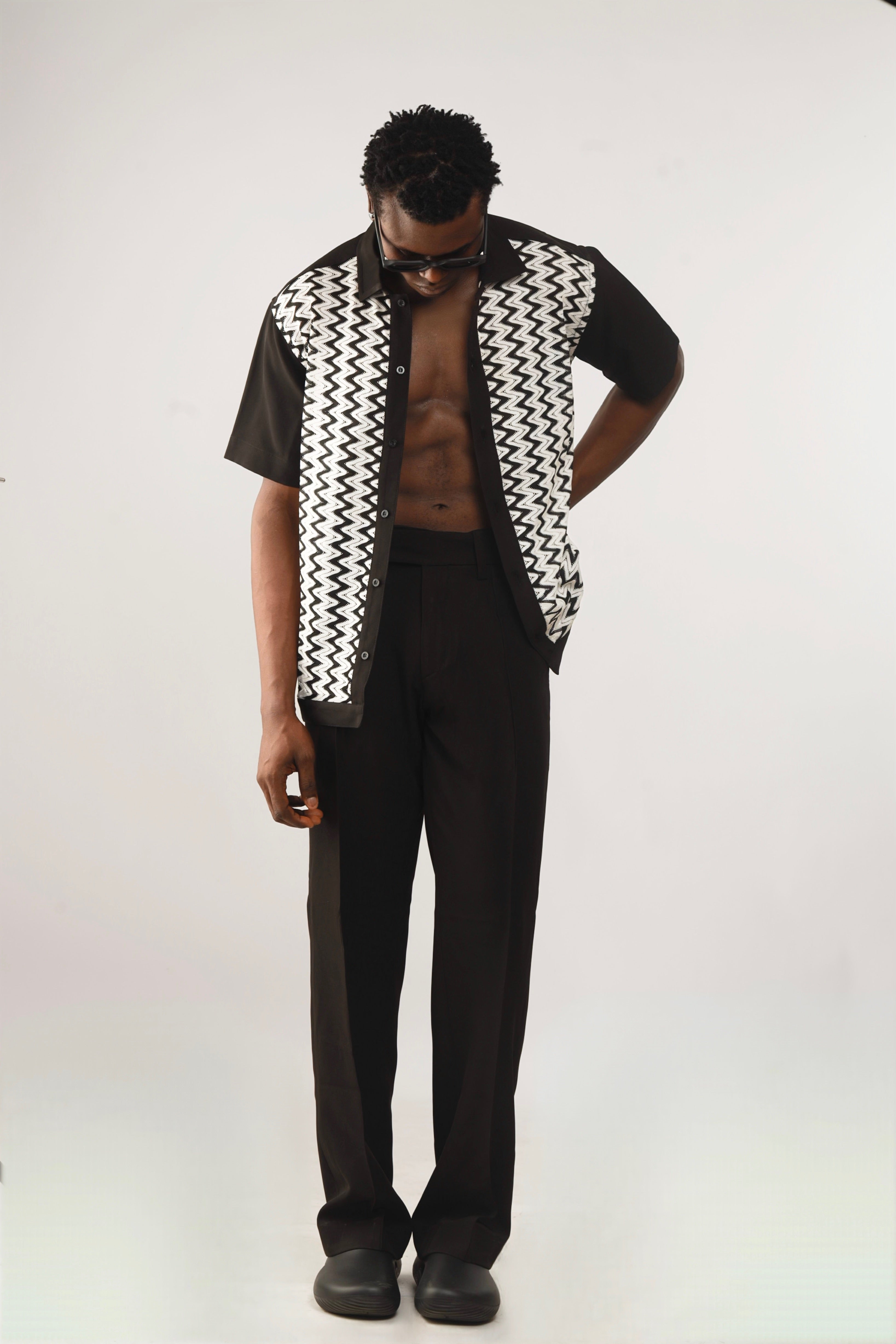 Cleo Resort Lace Print Shirt - Black/White