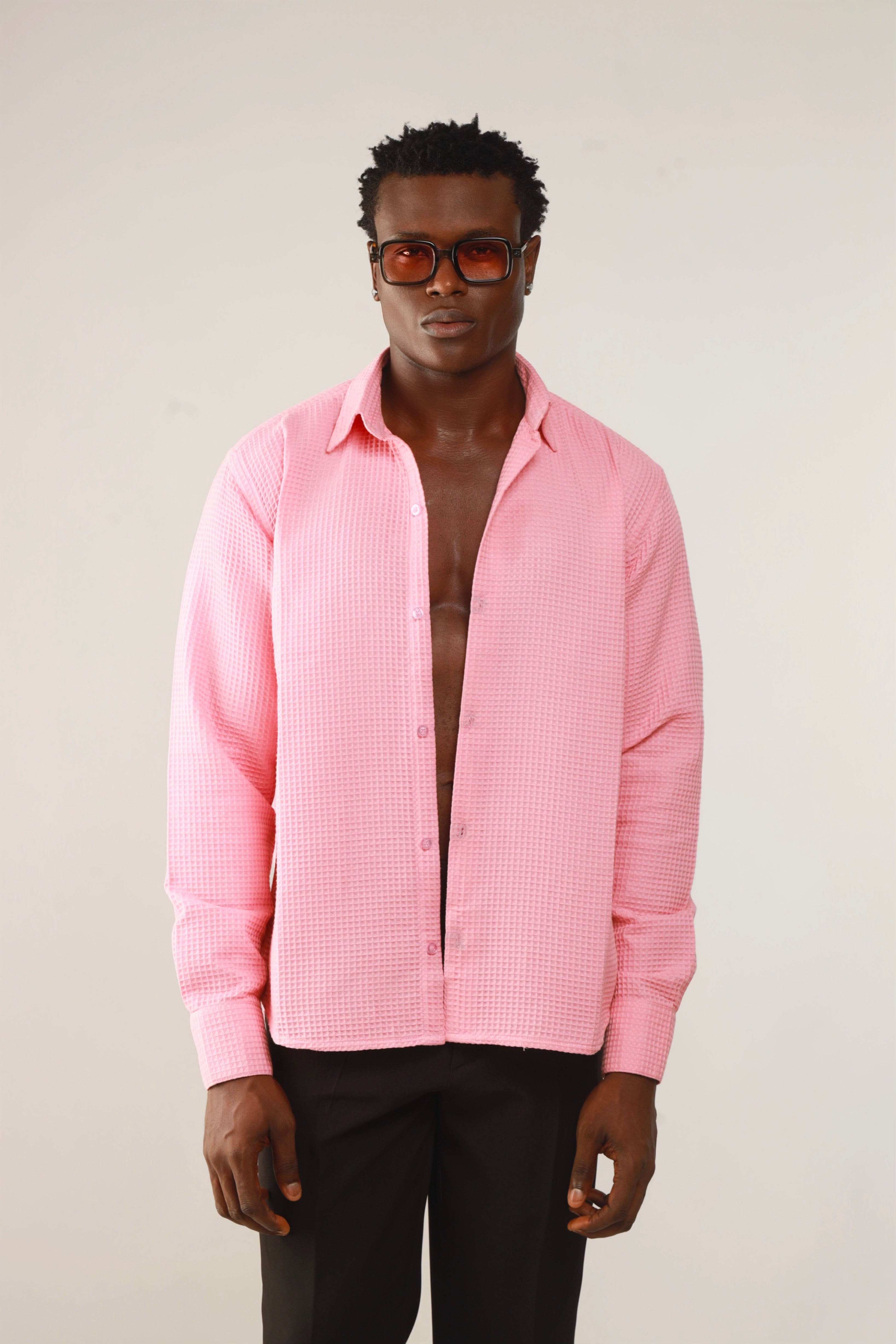 Calida Resort Waffle Print Oxford Shirt - Pink