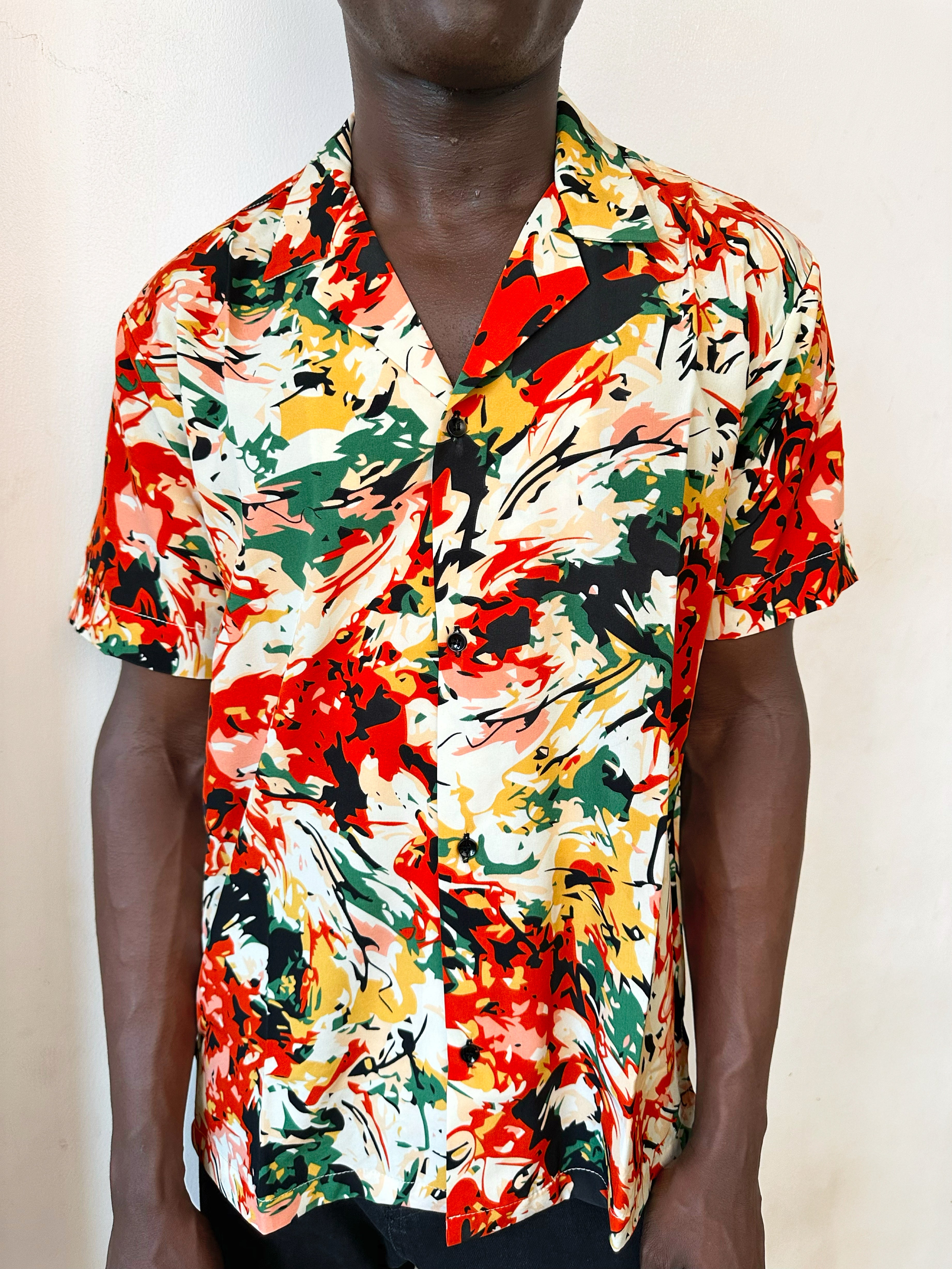 Callan Relaxed Abstract Splash Print Cuban Shirt