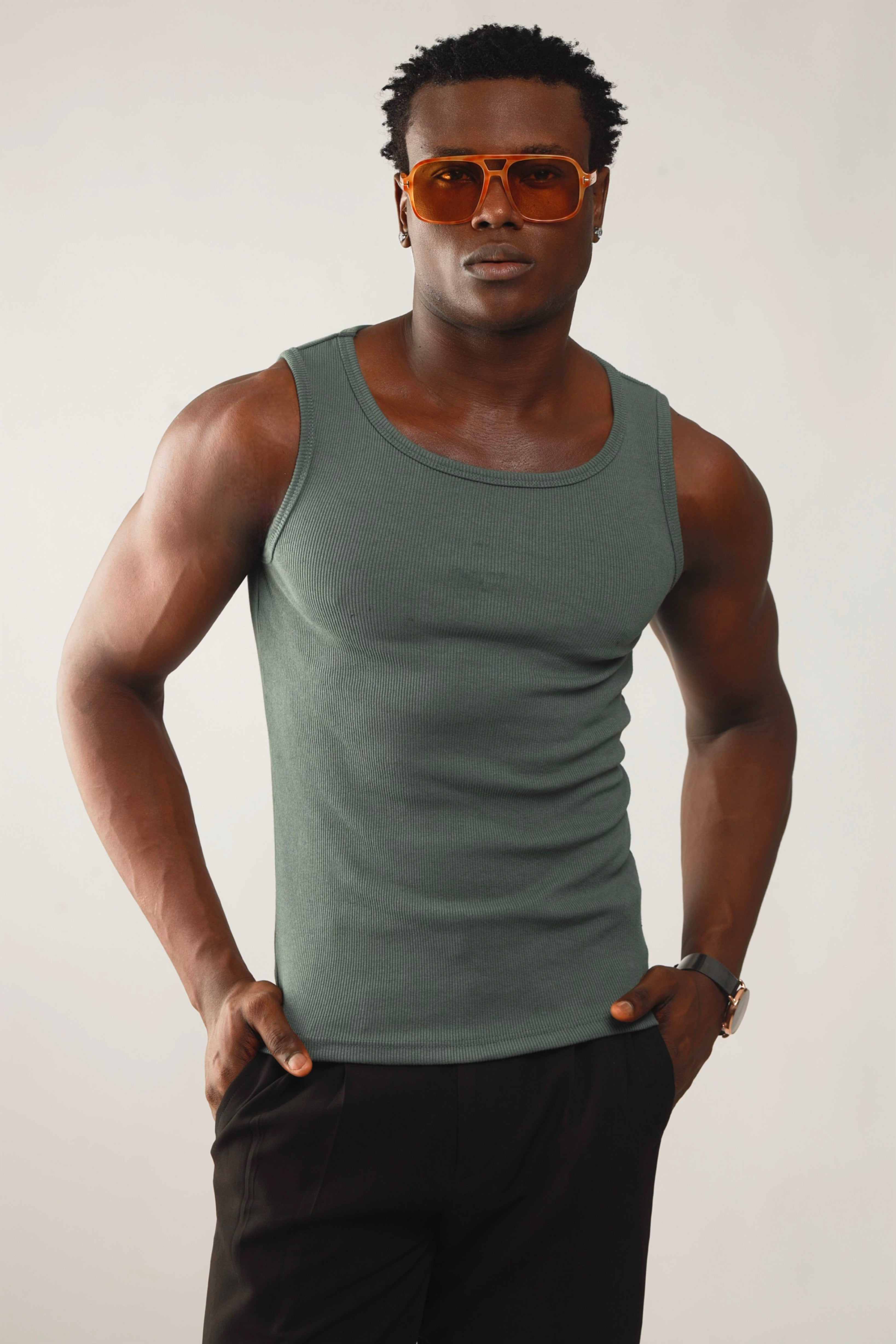 Calix Breathable Compression Tank Top (460G)(Premium Quality) - Xanadu Green-3